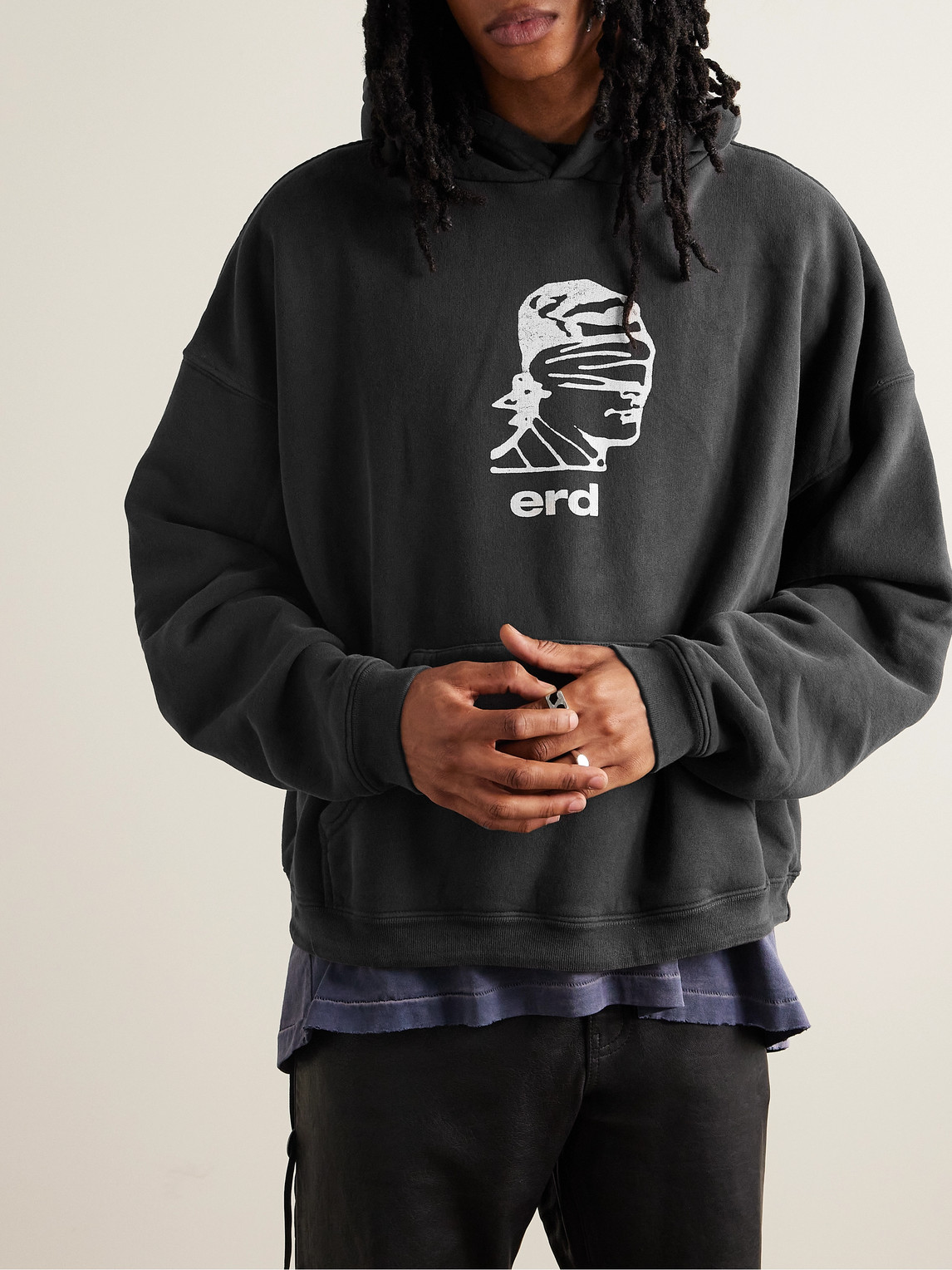 Shop Enfants Riches Deprimes Logo-print Cotton-jersey Hoodie In Black