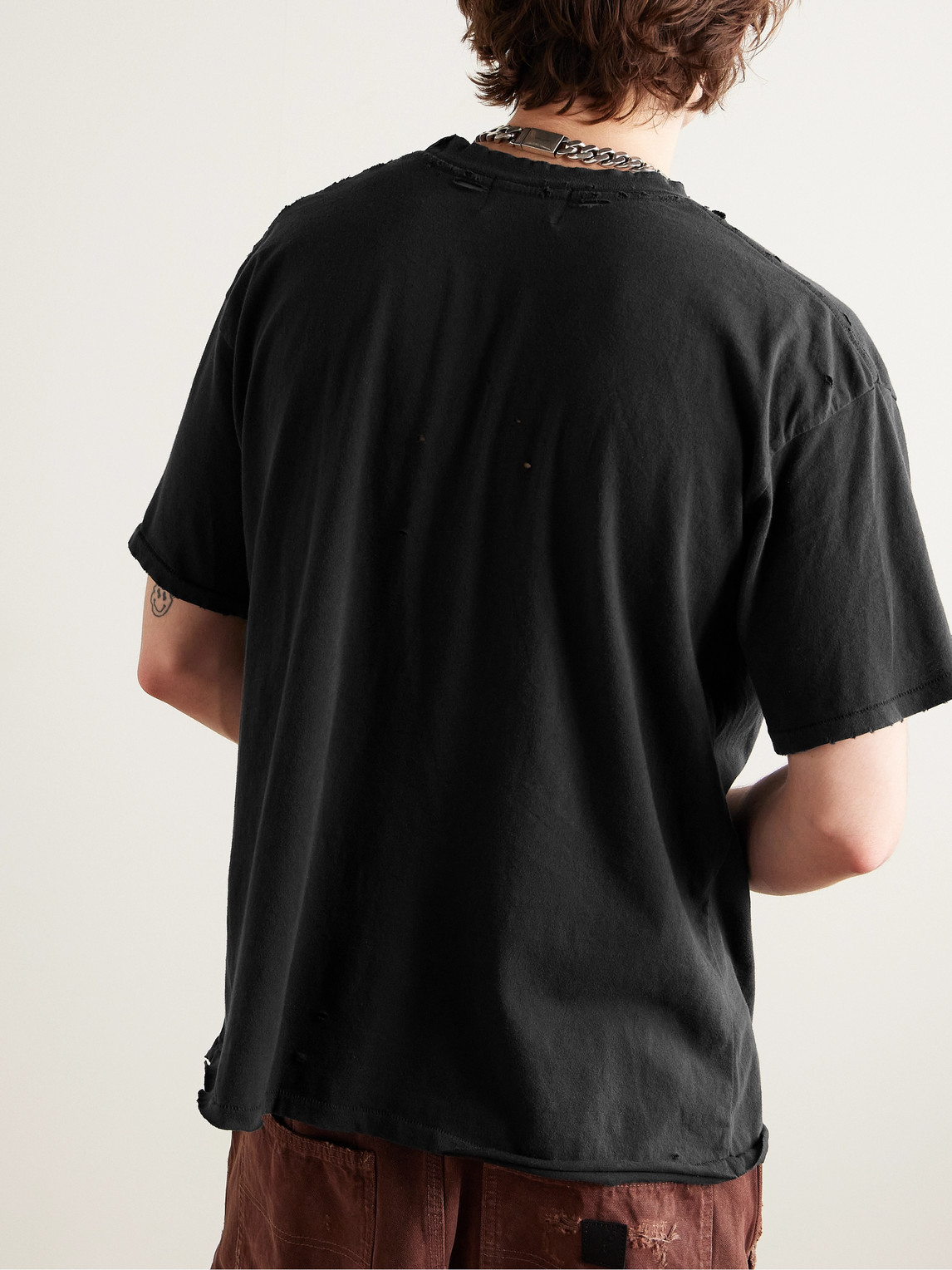 Shop Enfants Riches Deprimes Distressed Logo-printed Cotton-jersey T-shirt In Black