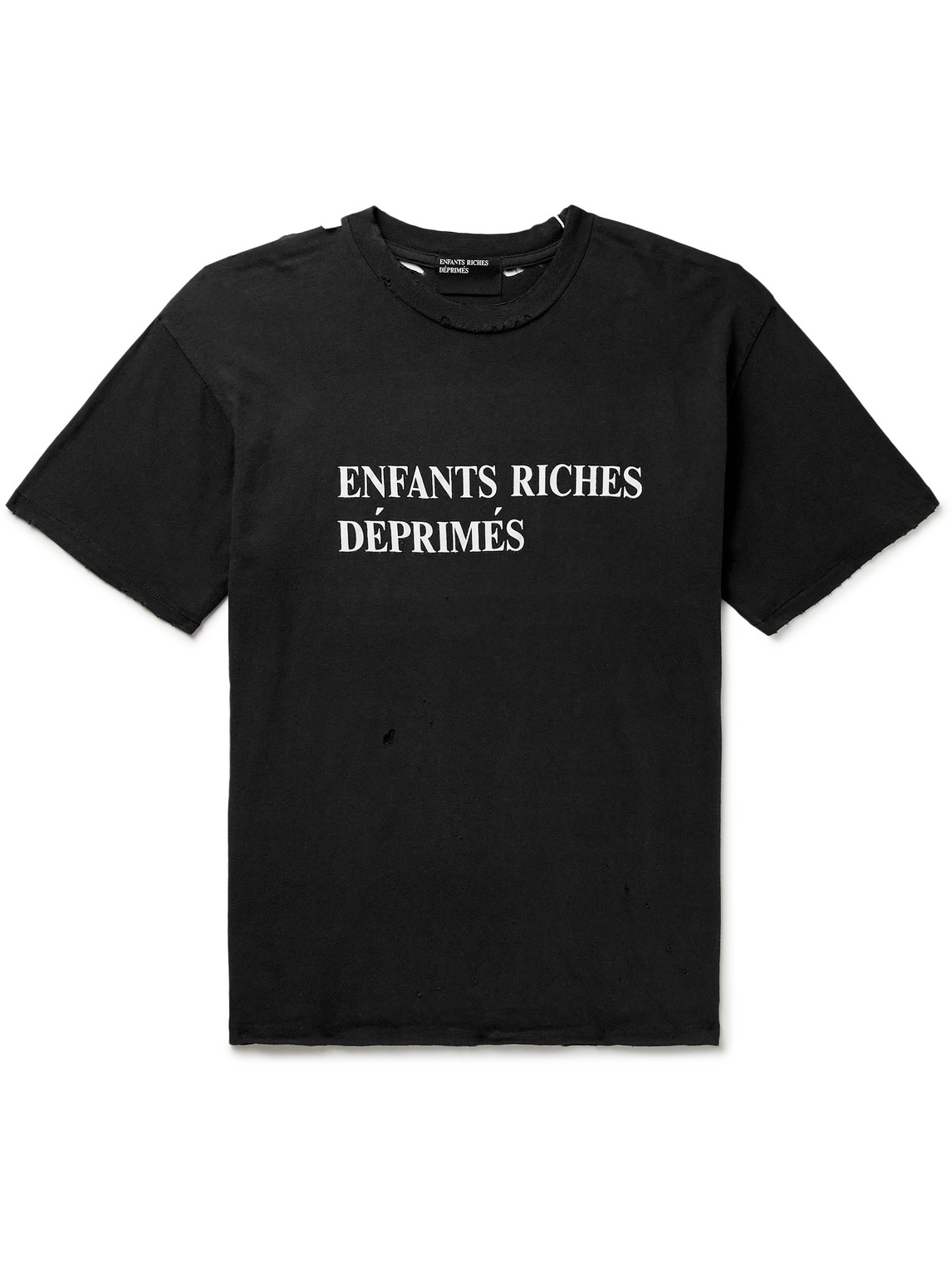 Shop Enfants Riches Deprimes Distressed Logo-printed Cotton-jersey T-shirt In Black