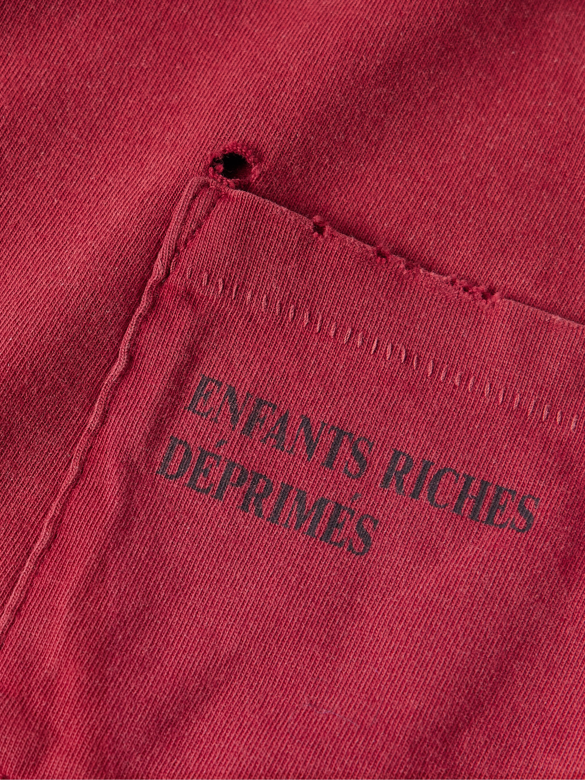 Shop Enfants Riches Deprimes Thrashed Distressed Logo-print Cotton-jersey T-shirt In Red
