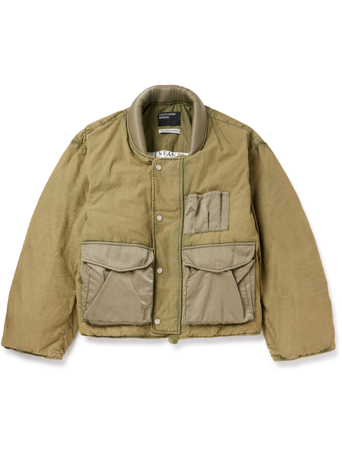 Enfants Riches Deprimes Quilted Shell-trimmed Cotton-blend Canvas Down Bomber Jacket In Green
