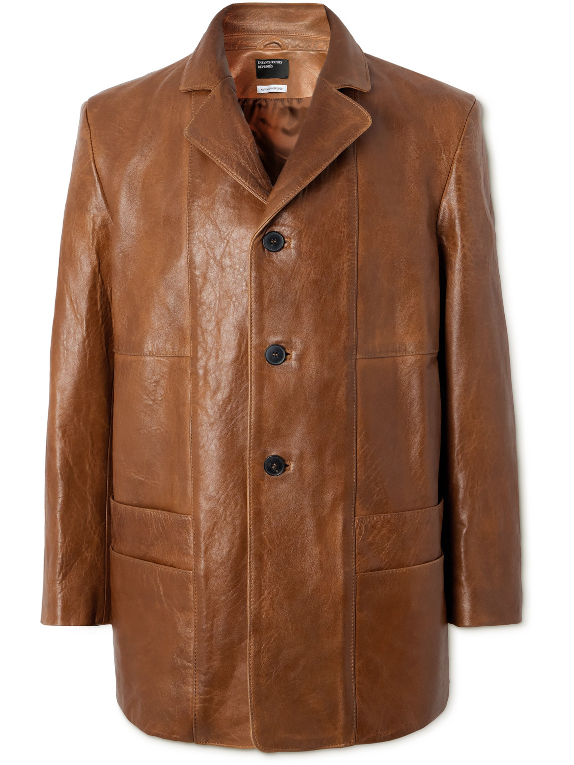 Enfants Riches Deprimes Go To Dallas And Take A Left Panelled Leather Jacket In Brown