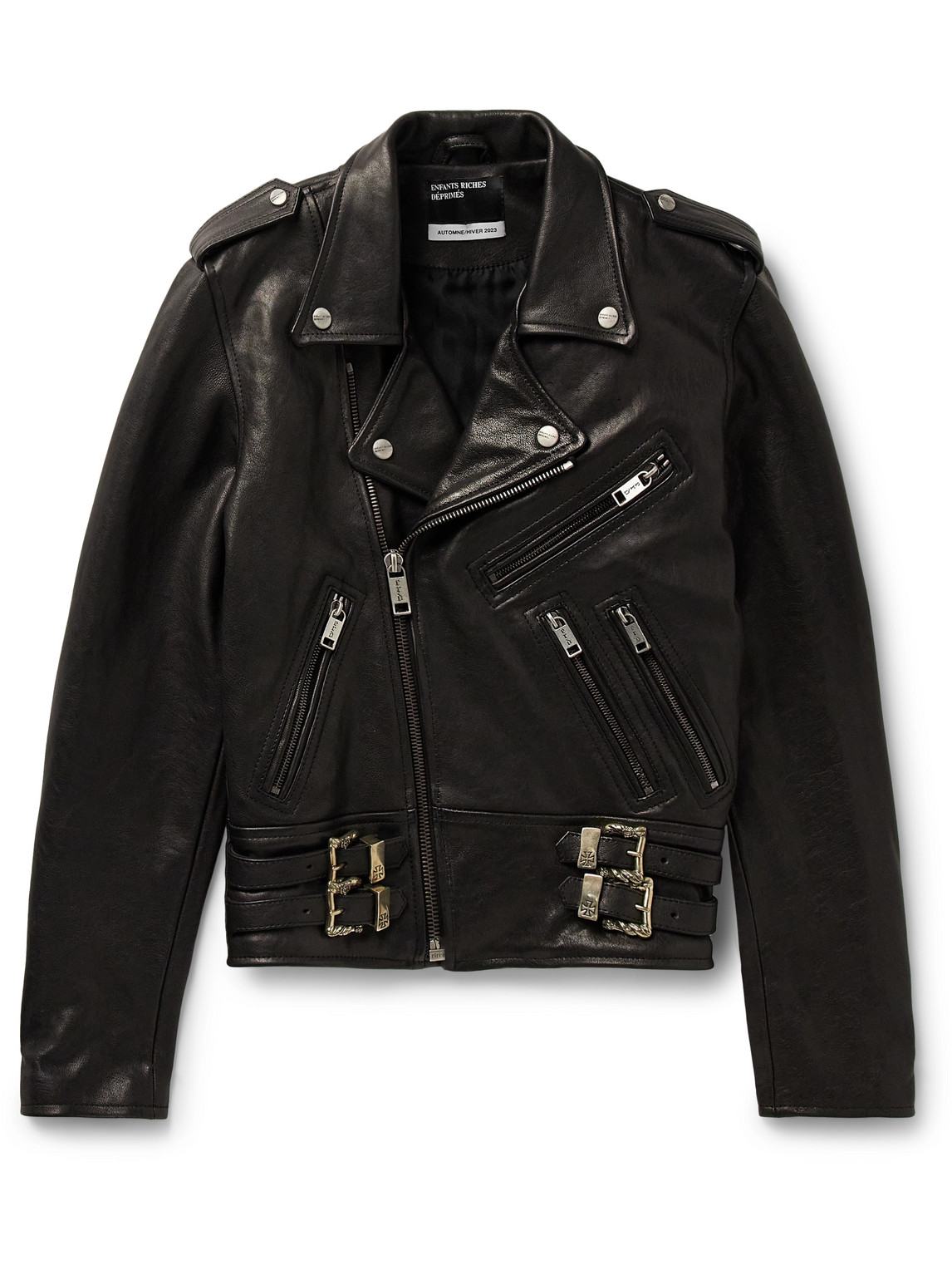 ENFANTS RICHES DEPRIMES SLIM-FIT EMBELLISHED LEATHER JACKET