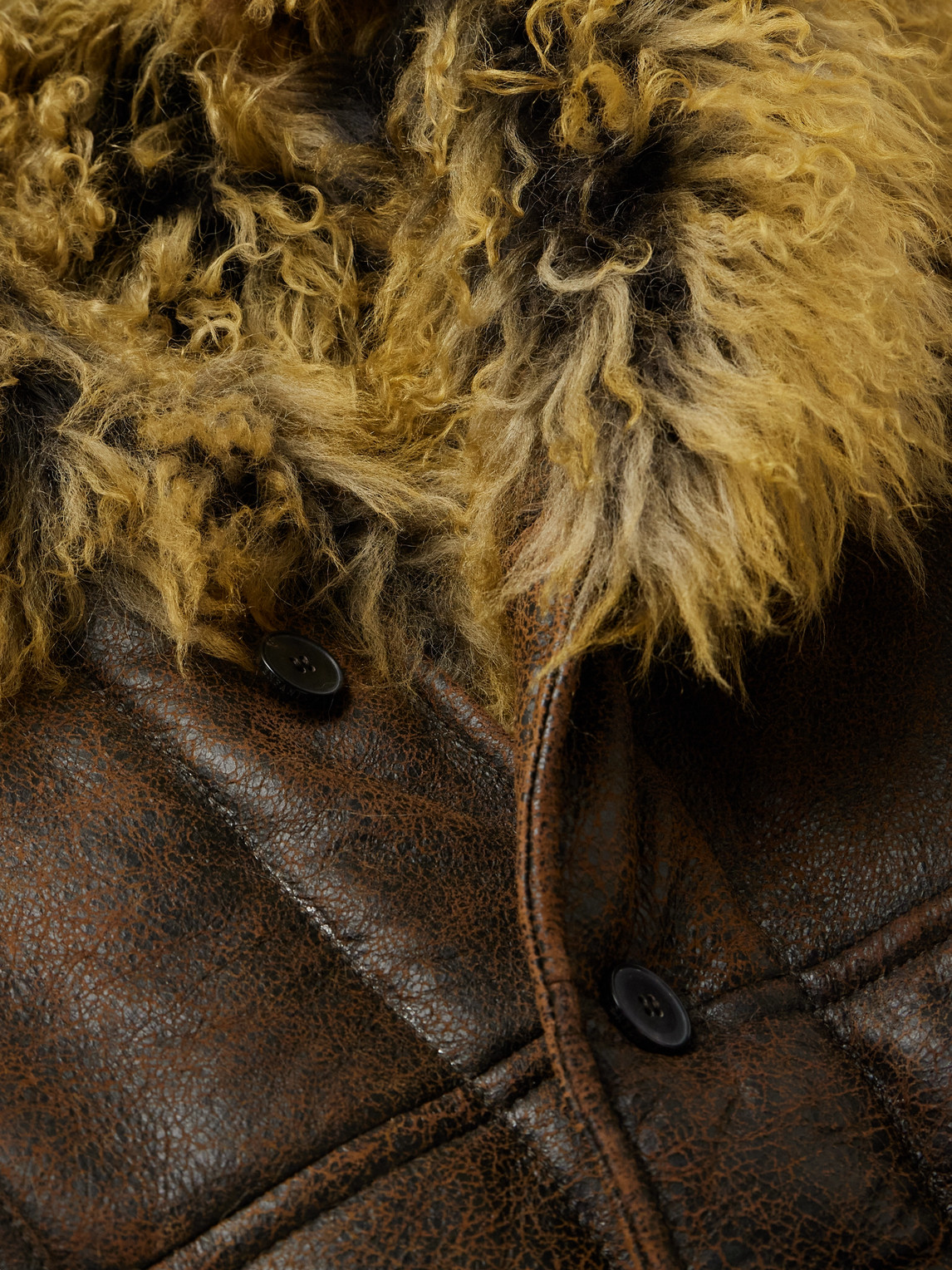Shop Enfants Riches Deprimes Sheraling-lined Crackled-leather Jacket In Brown