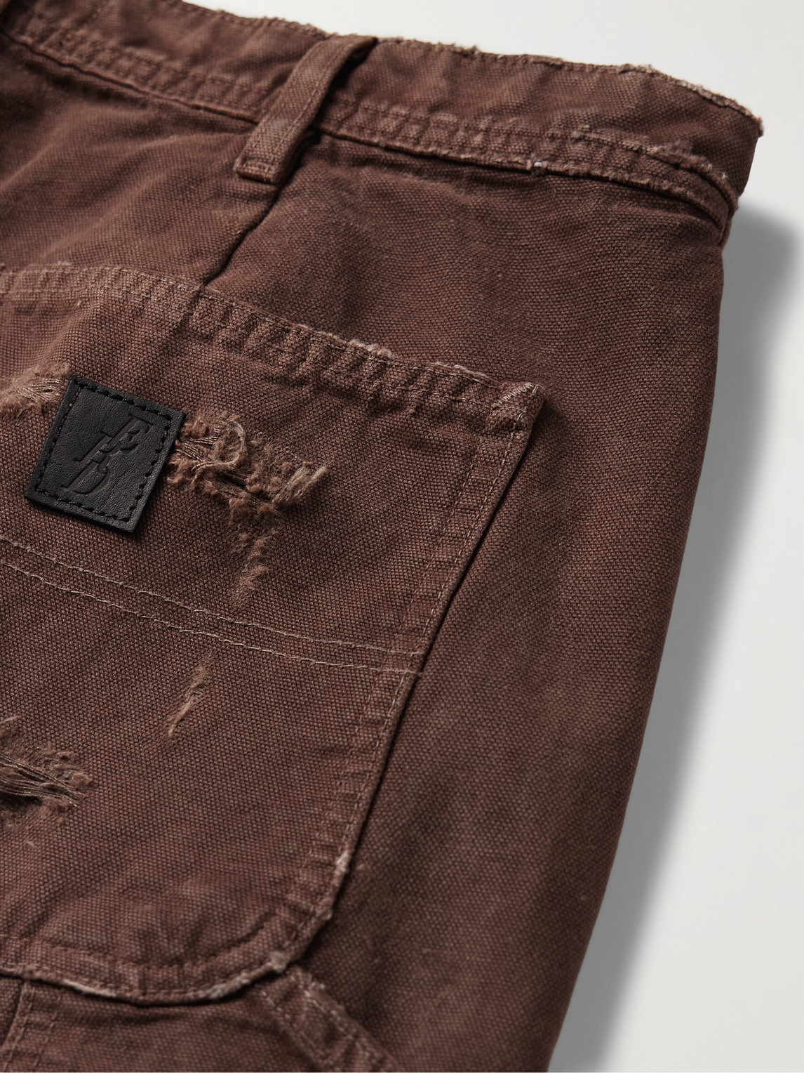 Shop Enfants Riches Deprimes Straight-leg Distressed Bleached Canvas Trousers In Brown