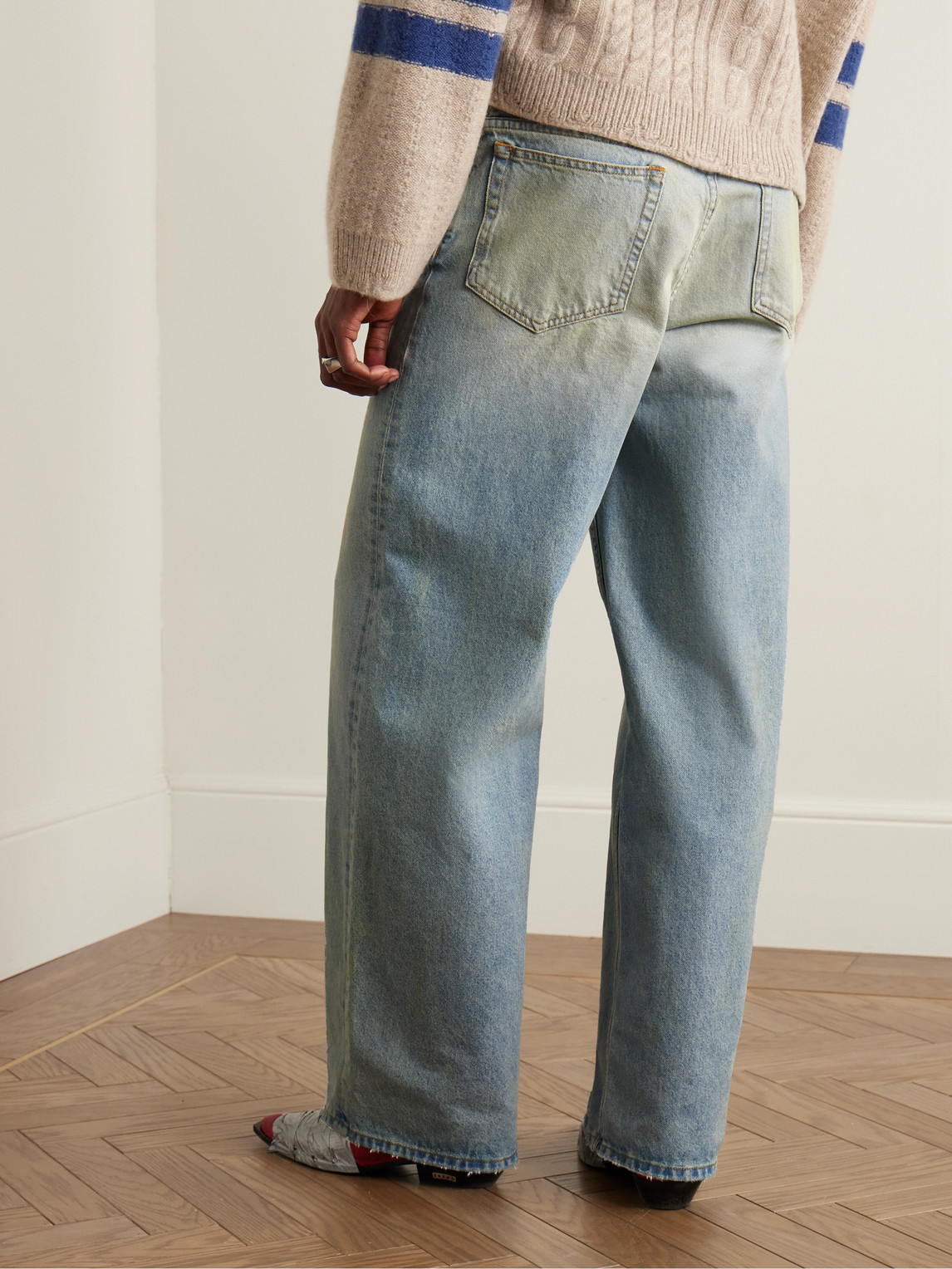 Shop Enfants Riches Deprimes Wide-leg Distressed Jeans In Blue