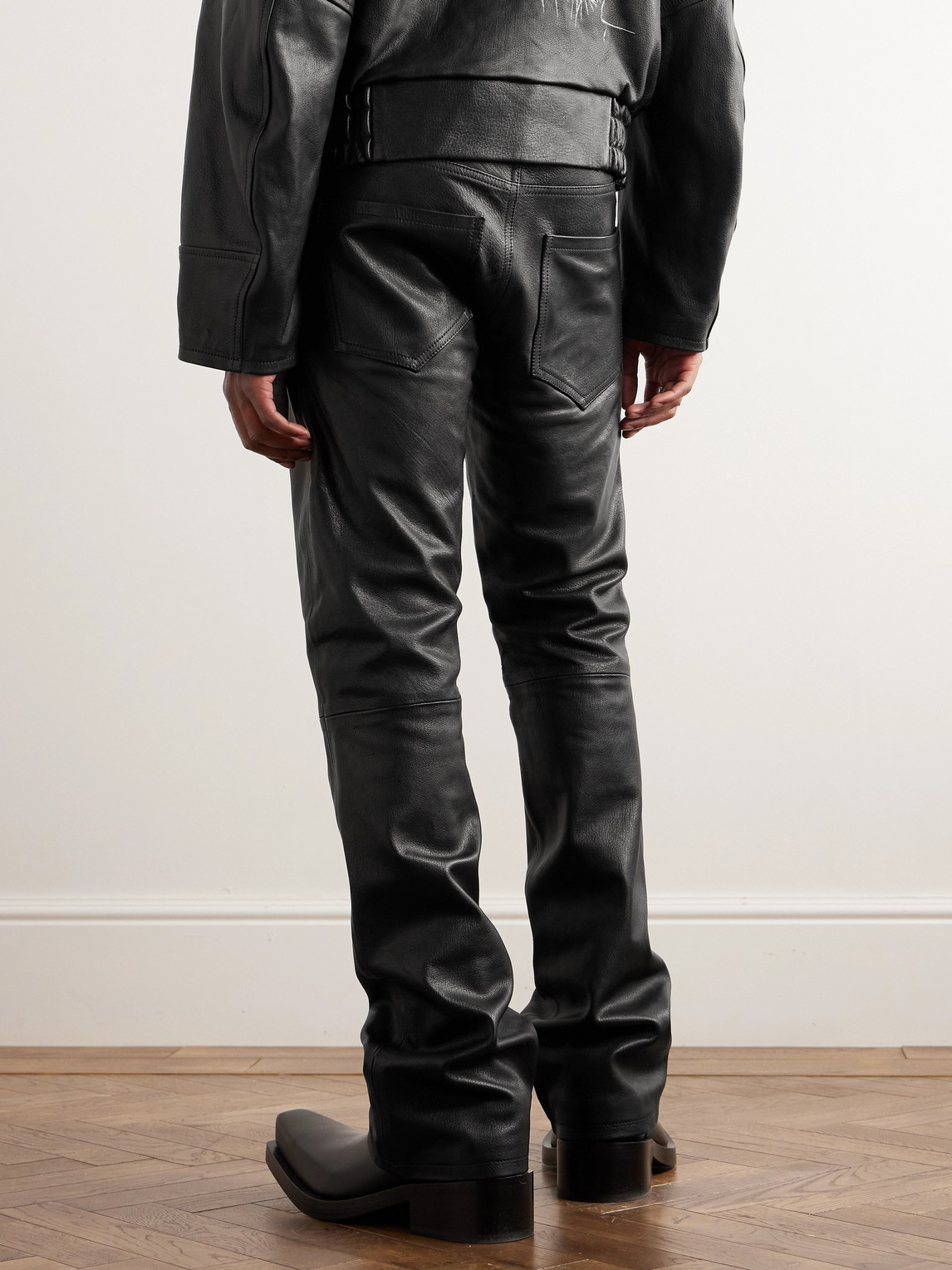 Shop Enfants Riches Deprimes Straight-leg Panelled Leather Trousers In Black