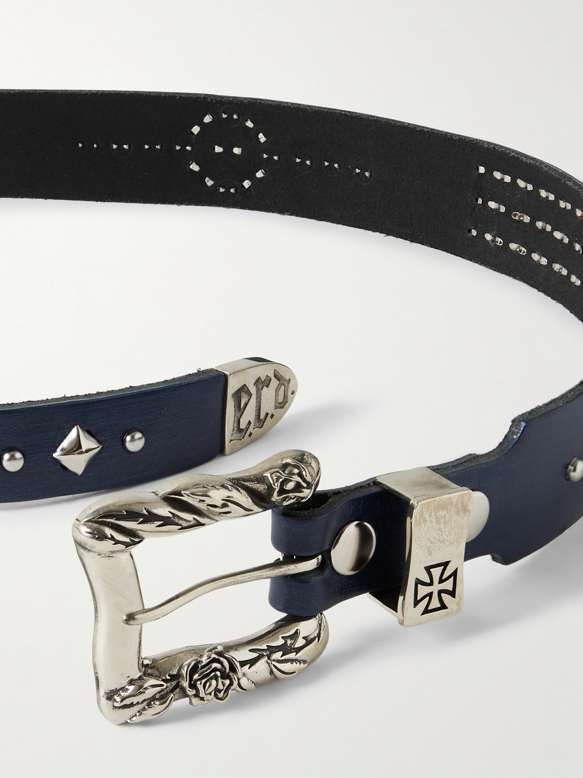 Shop Enfants Riches Deprimes Texas Serenade 3cm Studded Leather Belt In Blue