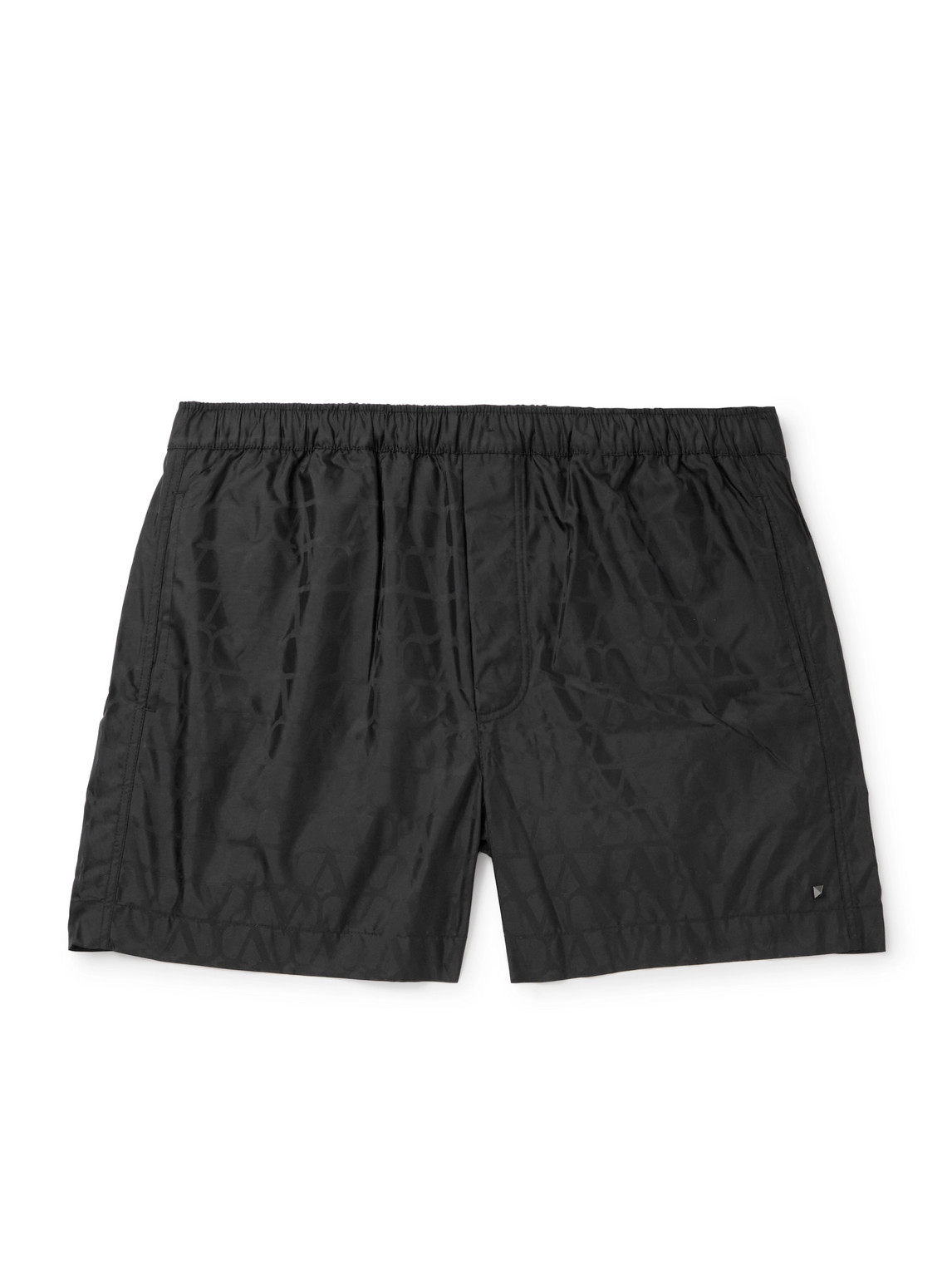 Valentino Straight-leg Mid-length Logo-jacquard Swim Shorts In Black