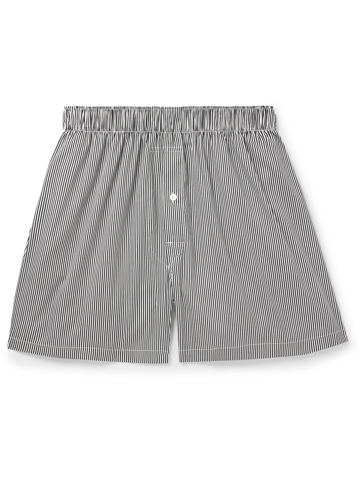 Shop Maison Margiela Straight-leg Striped Cotton-blend Poplin Shorts In Gray