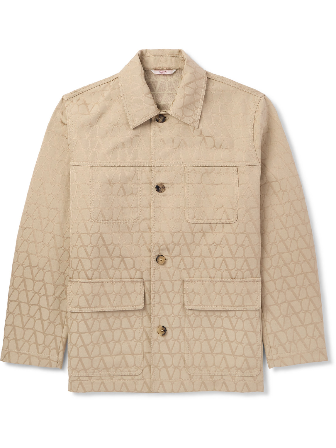 Valentino Toile Iconograph Logo-jacquard Cotton-blend Jacket In Neutrals