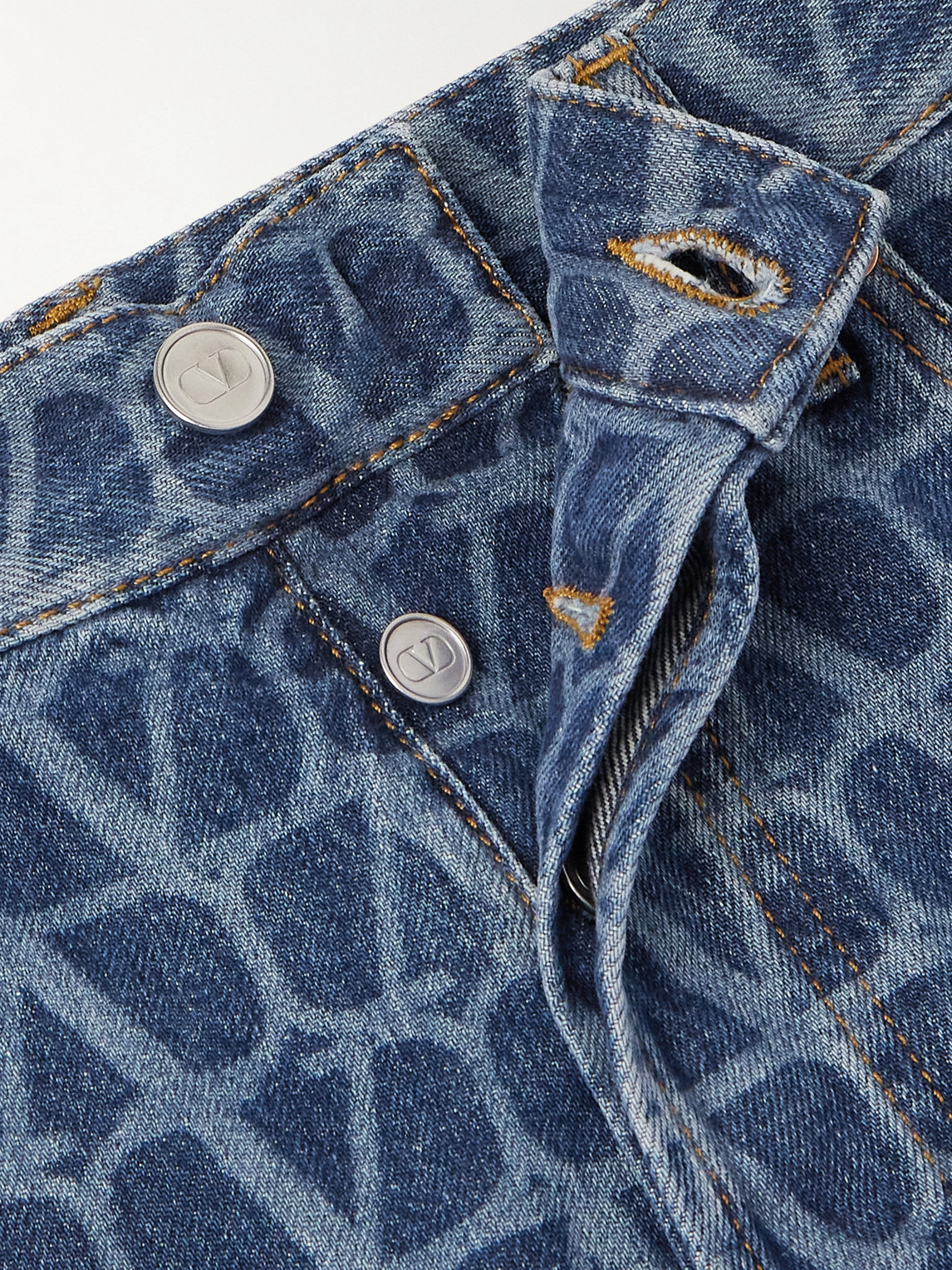 Shop Valentino Toile Wide-leg Logo-print Jeans In Blue