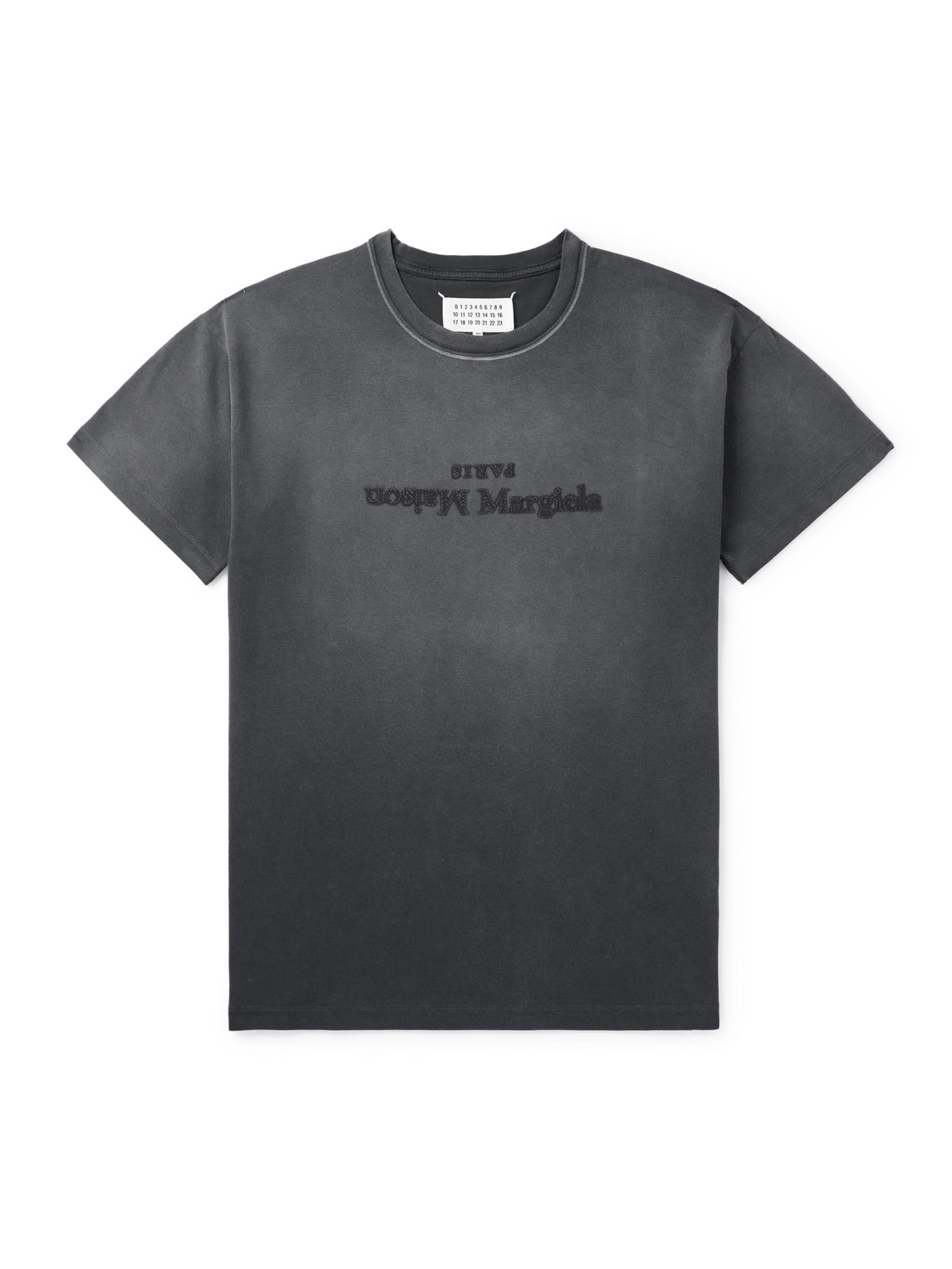 Shop Maison Margiela Logo-embroidered Cotton-jersey T-shirt In Black