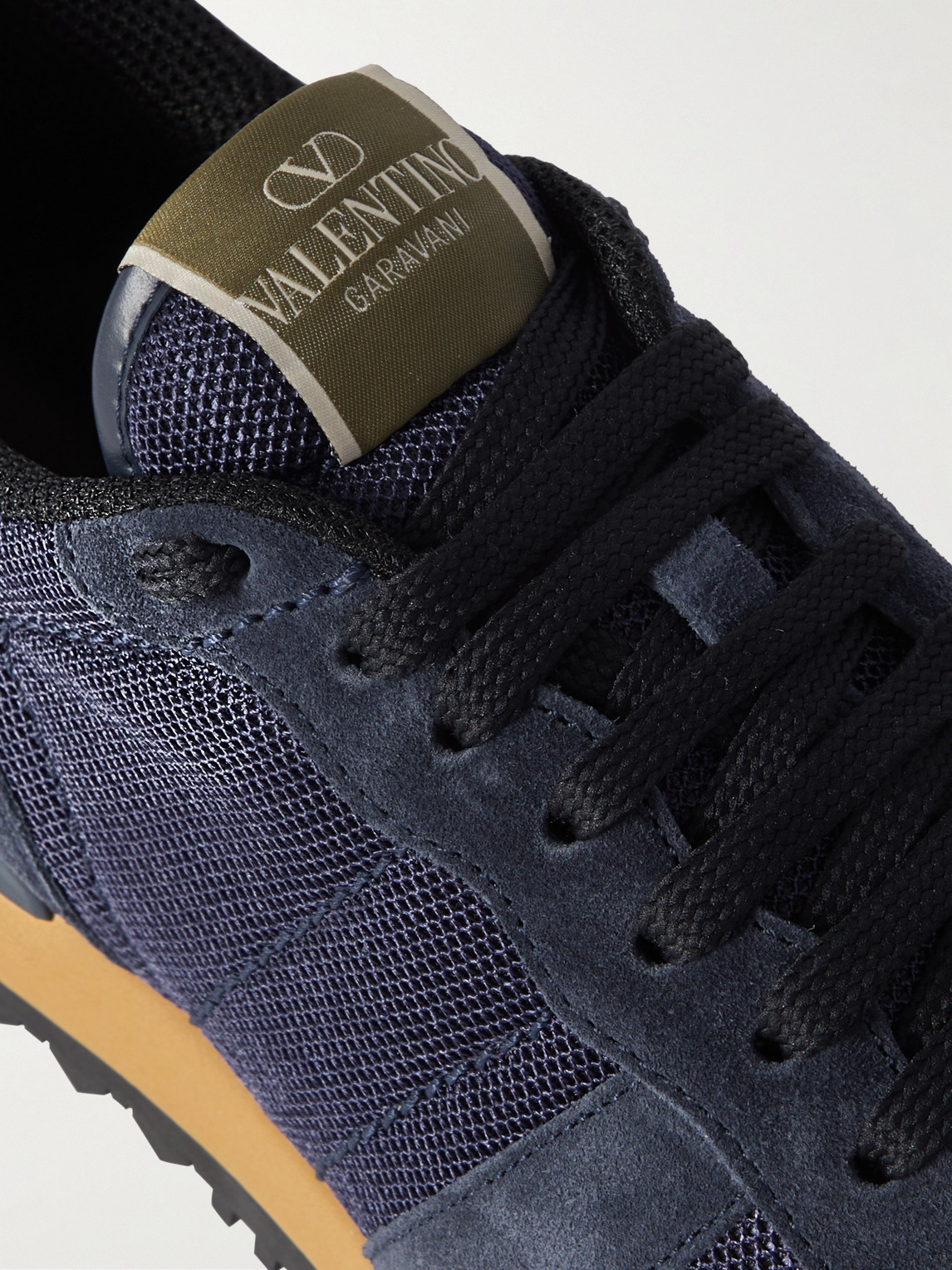 Shop Valentino Rockrunner Suede, Leather And Mesh Sneakers In Blue