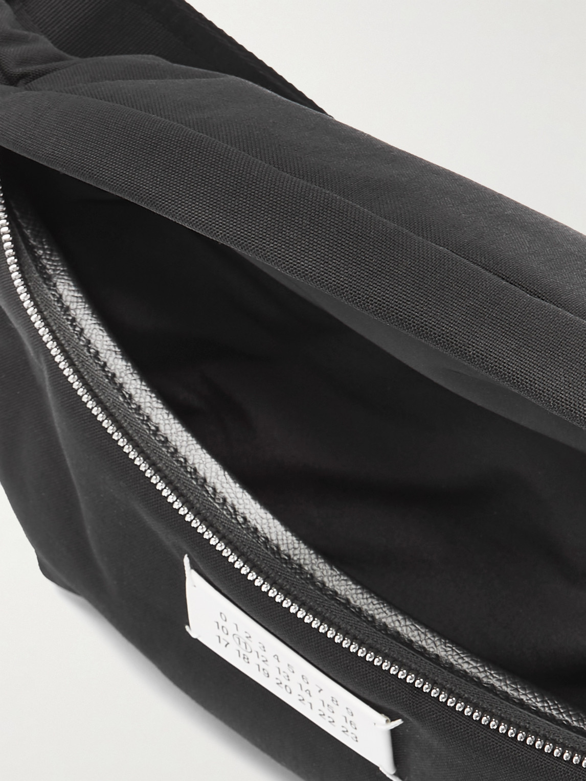 Shop Maison Margiela Glam Slam Logo-appliquéd Webbing-trimmed Canvas Belt Bag In Black
