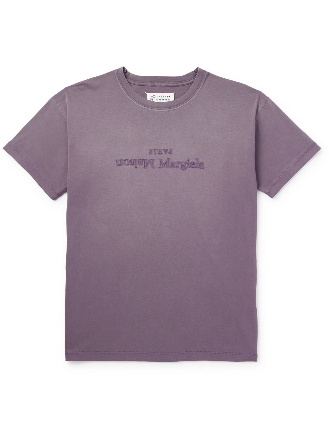 Maison Margiela Logo-embroidered Cotton-jersey T-shirt In Purple