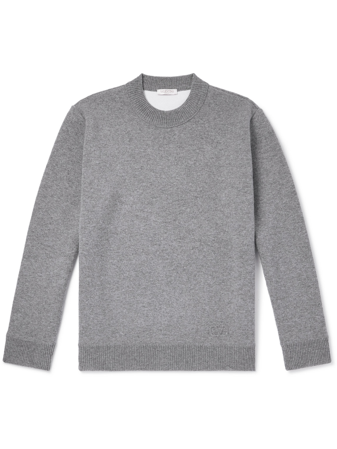 Valentino Vlogo Logo-appliquéd Stretch-knit Jumper In Grey