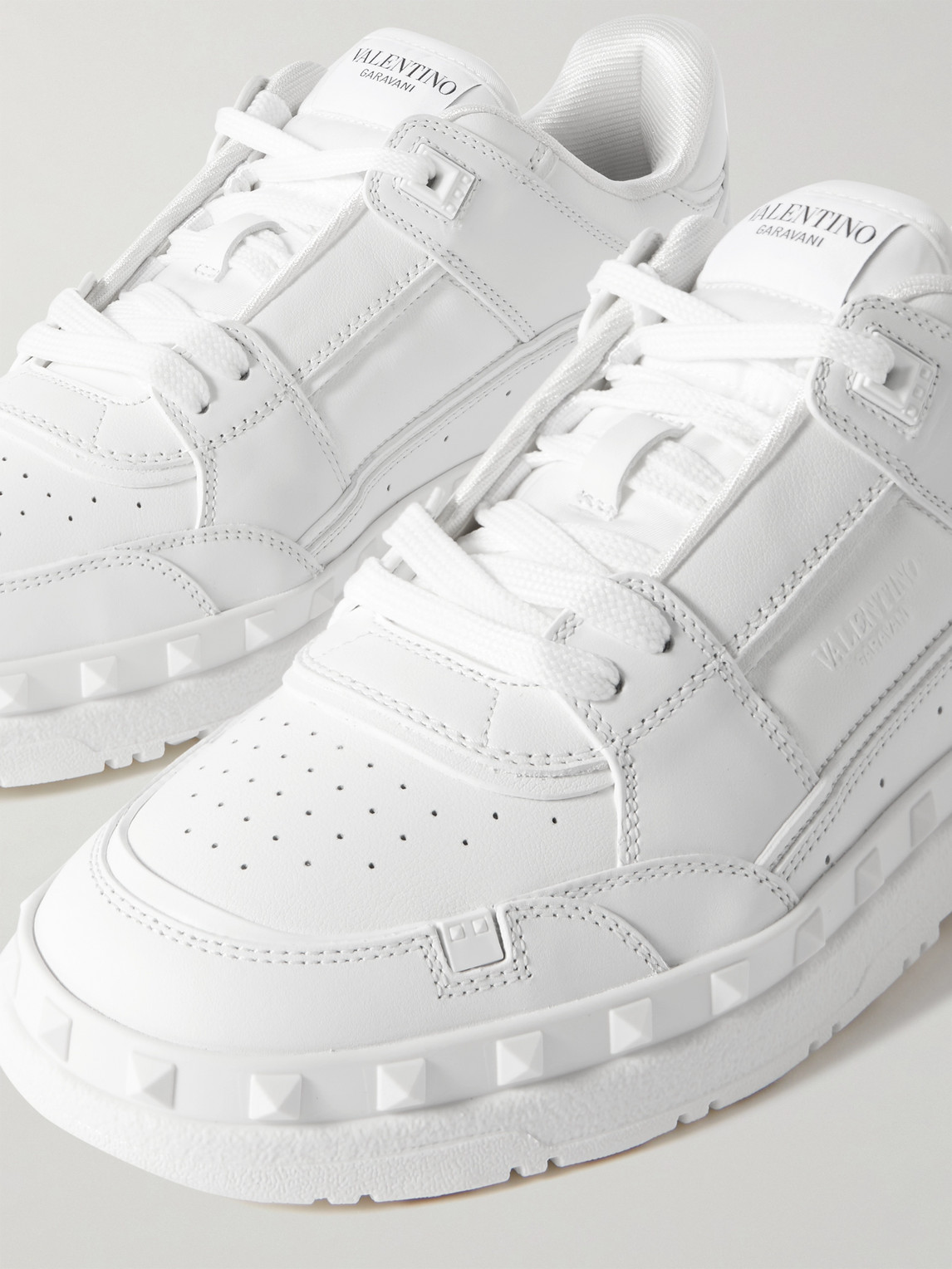 Valentino Leather Freedots Sneakers Studded Detailing In White