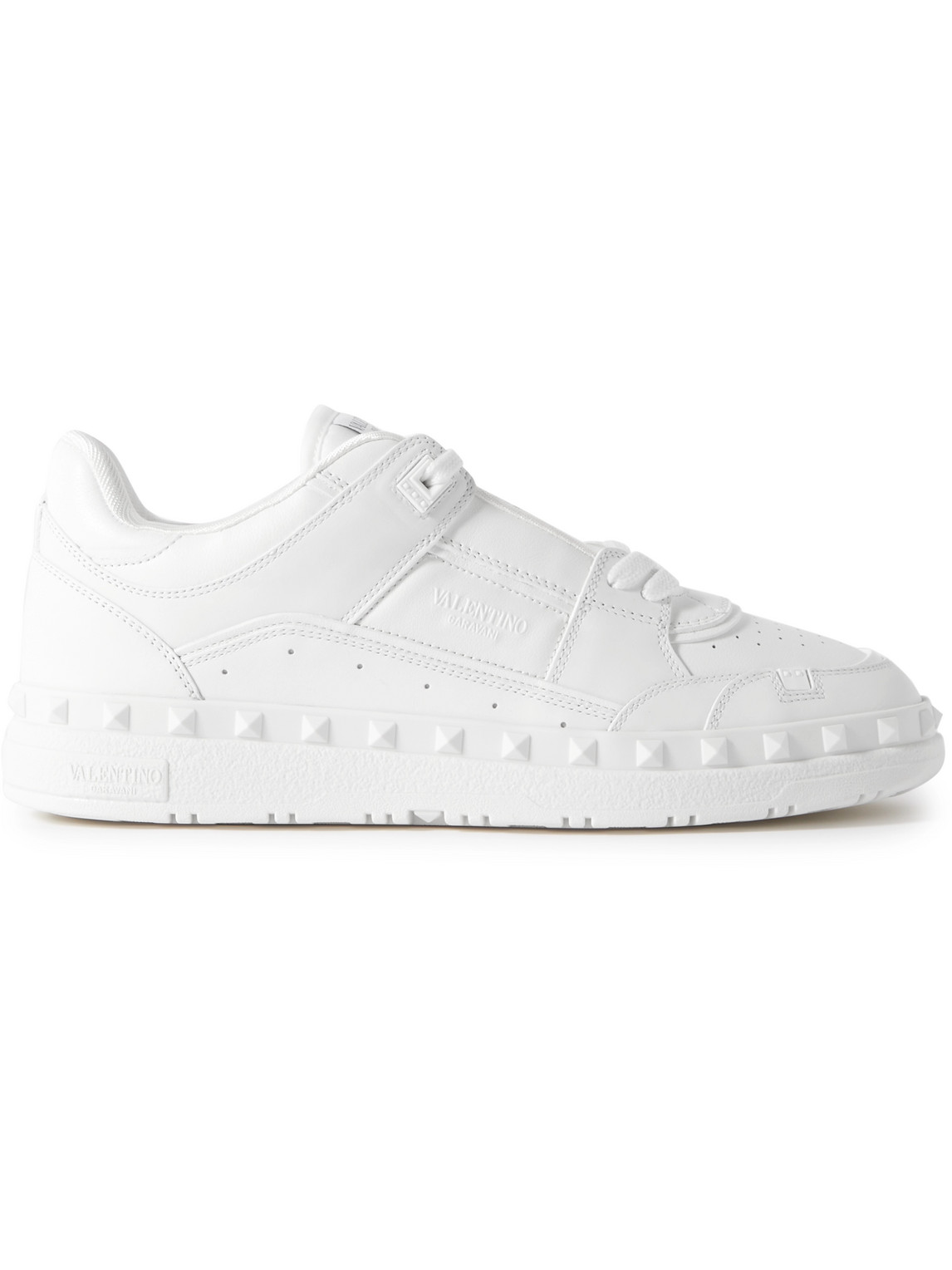 Valentino Leather Freedots Sneakers Studded Detailing In White