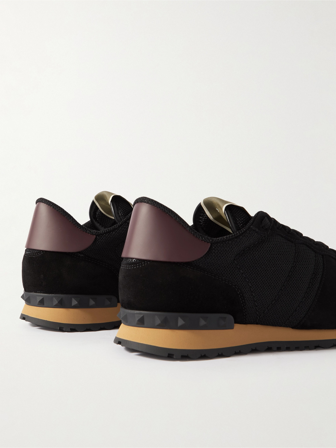 Shop Valentino Rockrunner Suede, Leather And Mesh Sneakers In Black