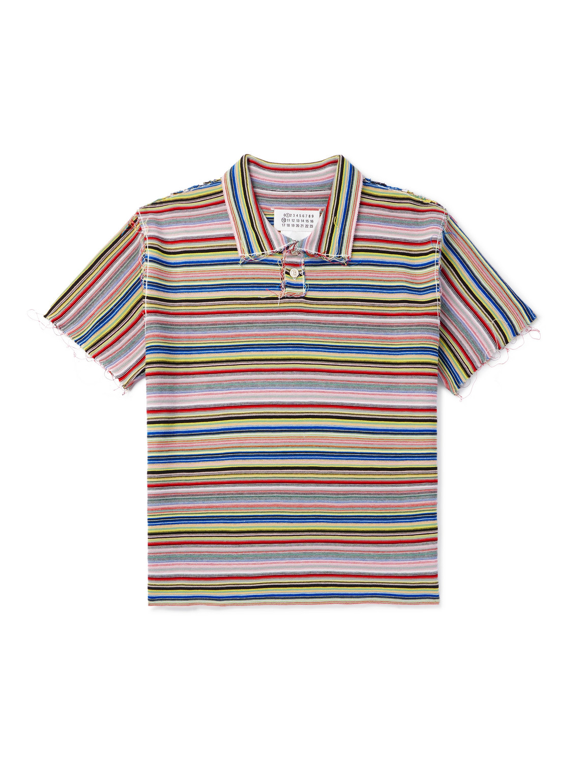 Maison Margiela Cotton Frayed-hem Polo Shirt In Multi