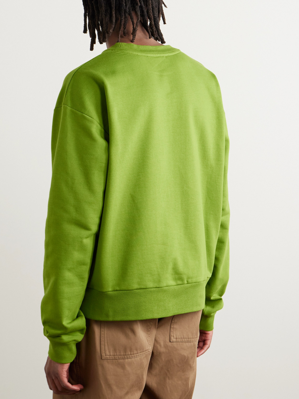 Shop Marni Logo-print Cotton-jersey Sweatshirt In Green