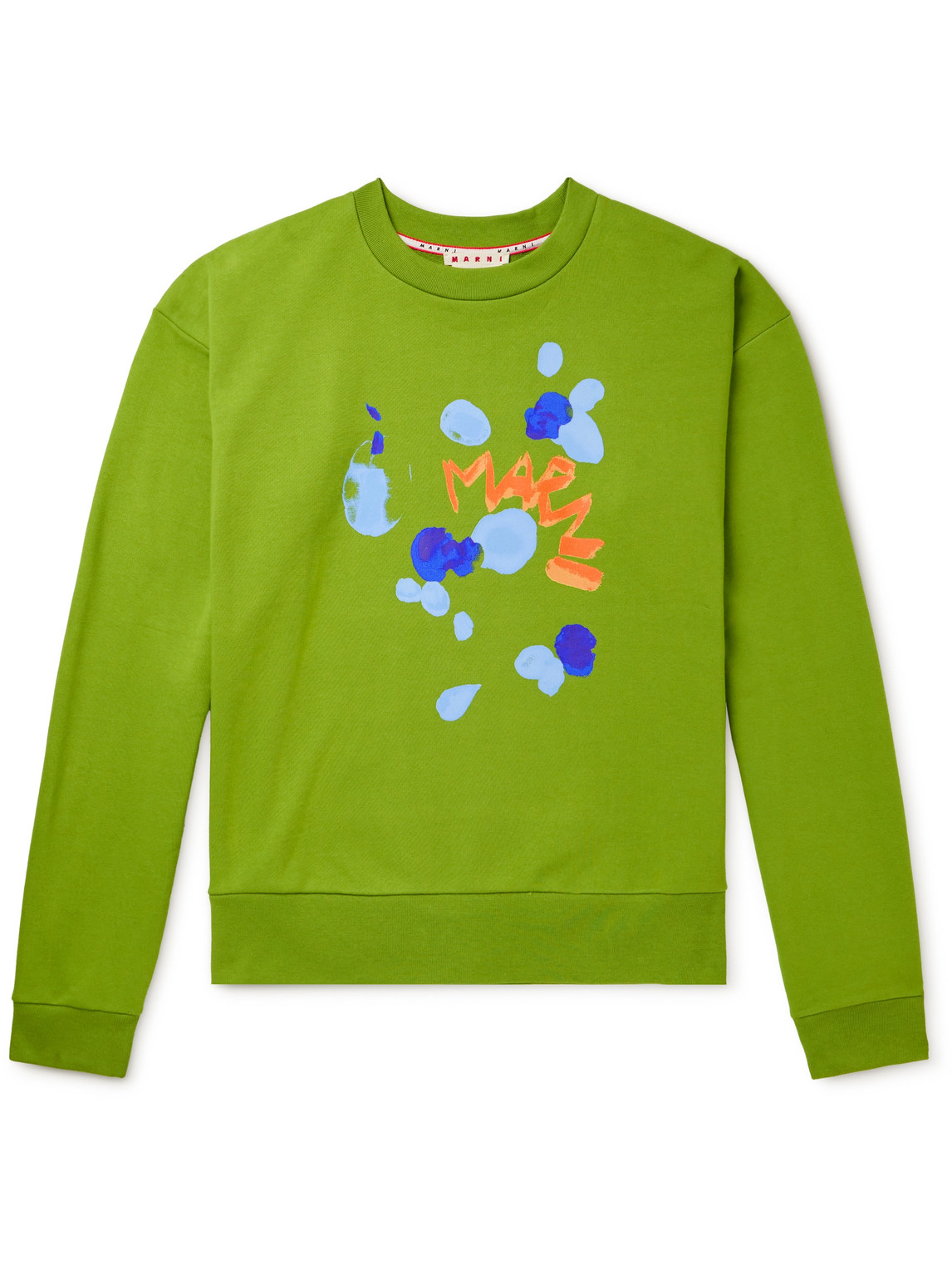 Marni Logo-print Cotton Sweatshirt In Green