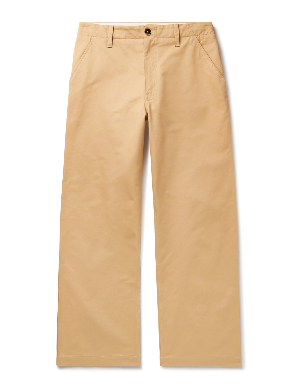 Shop Marni Wide-leg Cotton-gabardine Trousers In Neutrals