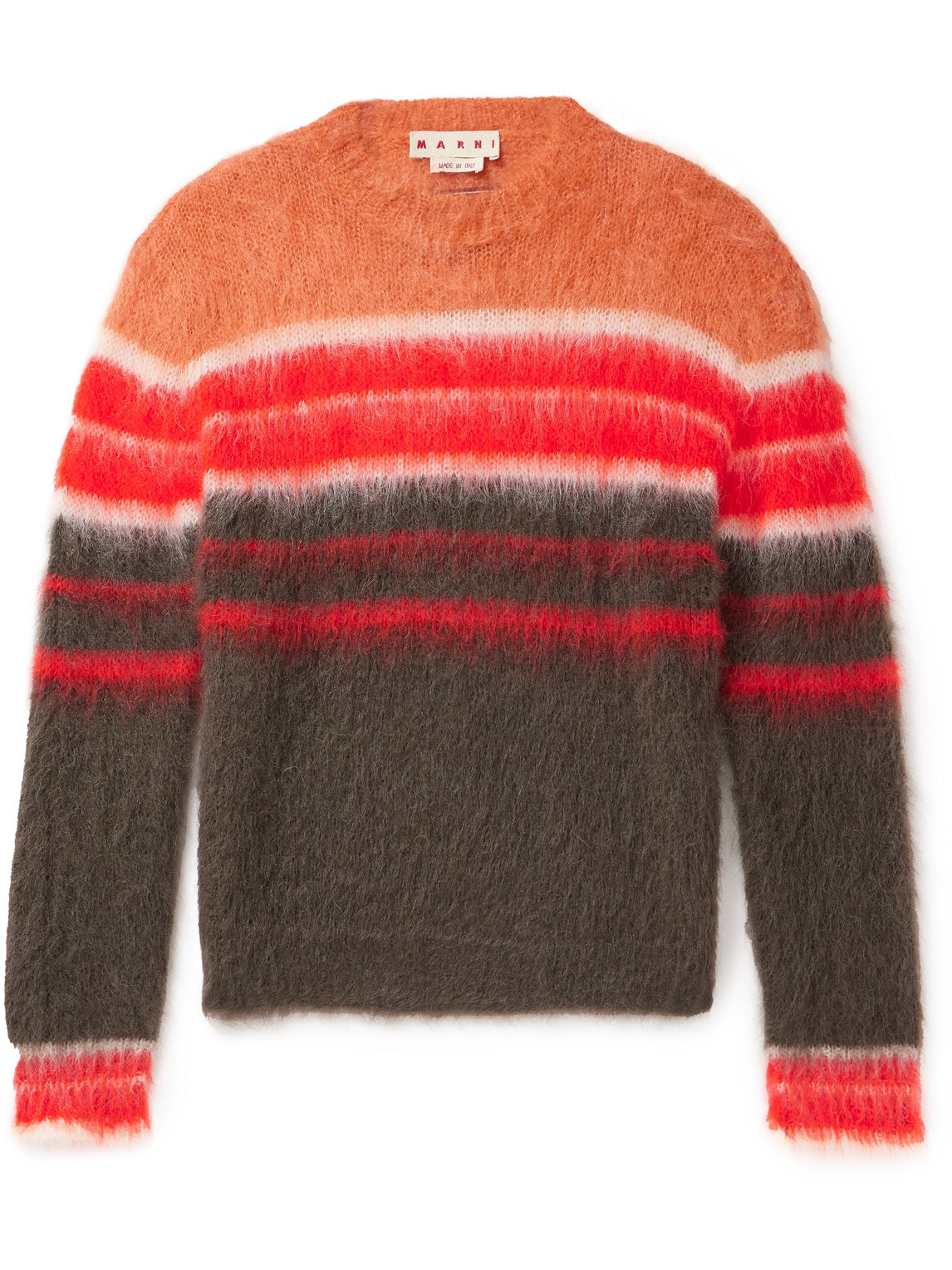 Marni Striped Mohair-blend Sweater In Orange