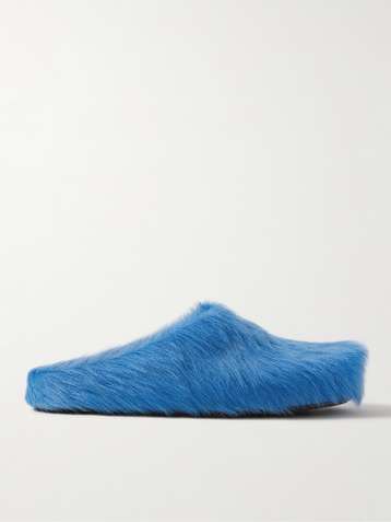 Calf hair slippers in blue - Dries Van Noten | Mytheresa