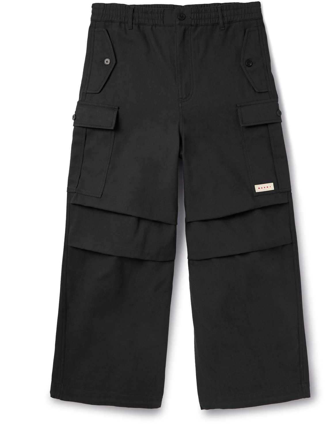 Marni Wide-leg Cotton-blend Gabardine Cargo Trousers In Black