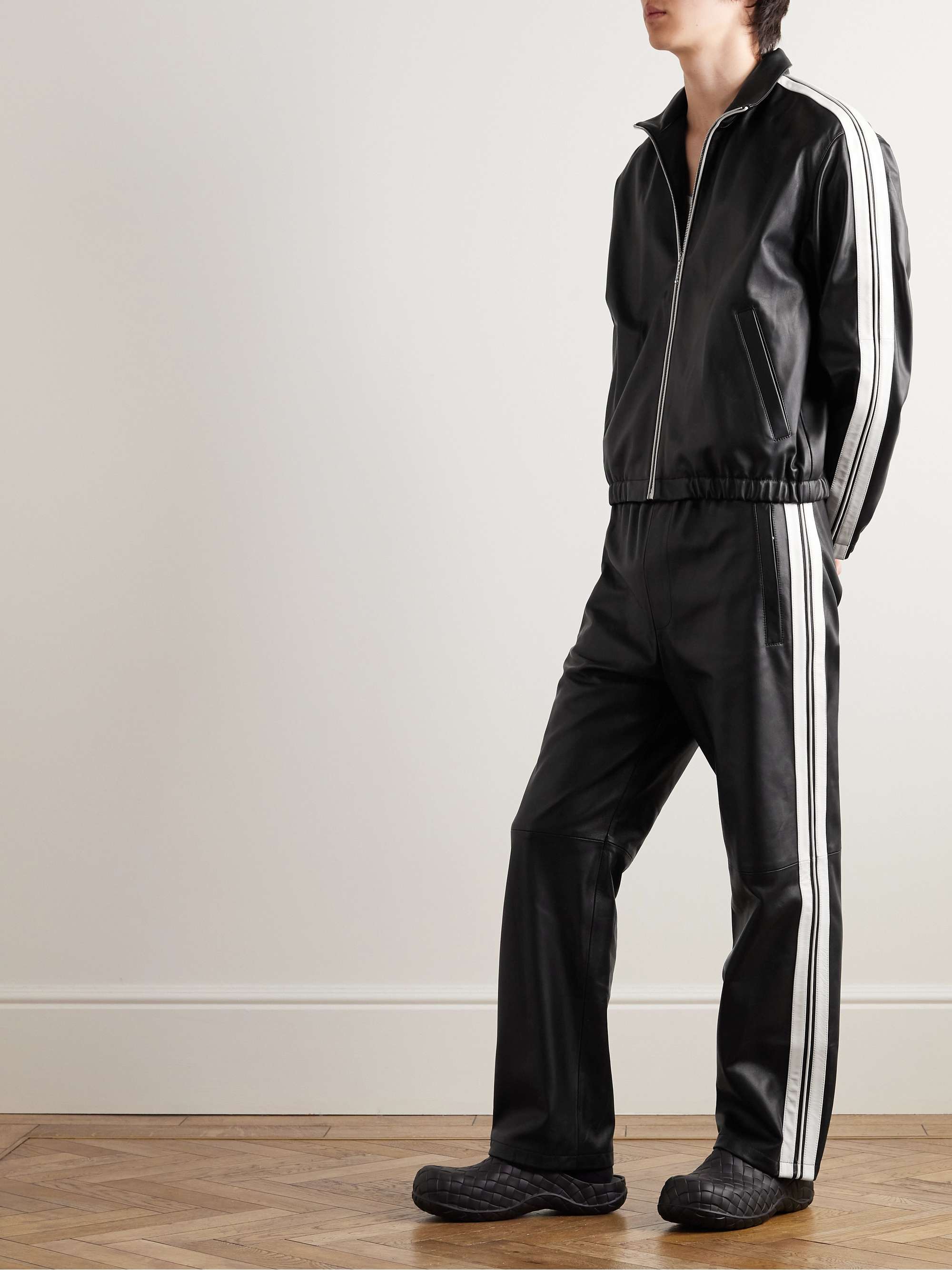 MARNI Straight-Leg Striped Nappa Leather Trousers for Men