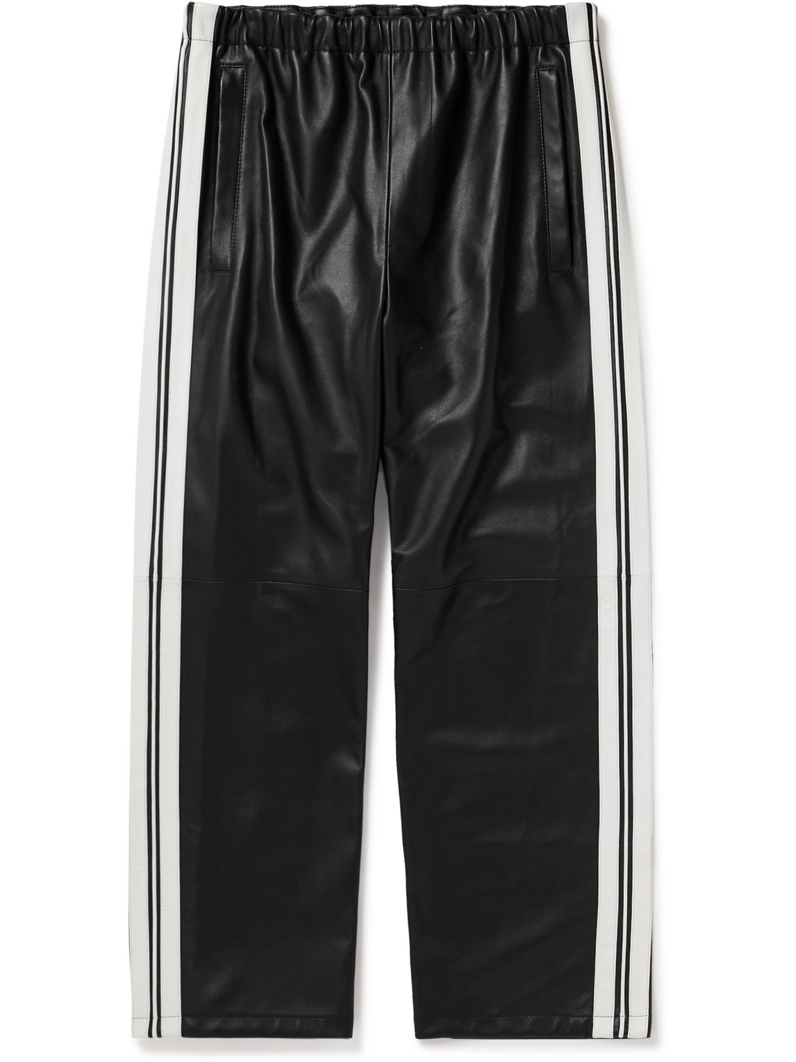 Straight-Leg Striped Nappa Leather Trousers