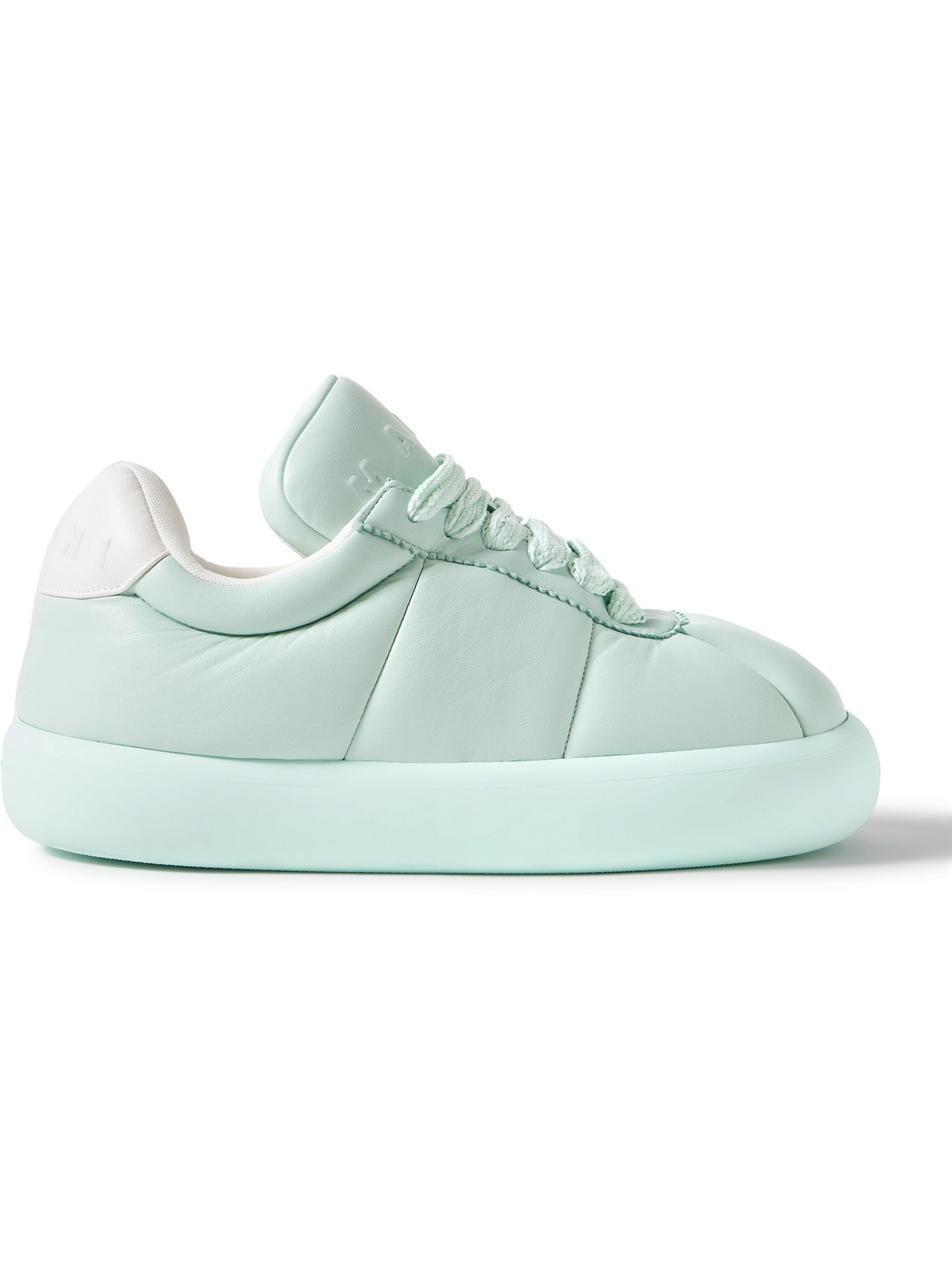 Shop Marni Bigfoot 2.0 Logo-embossed Padded Quilted Leather Sneakers In Green