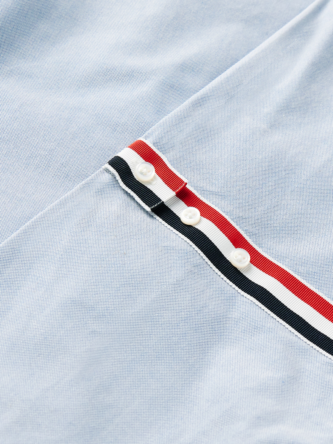 Thom Browne Oxford Striped Grosgrain Armband Classic Shirt In Blue