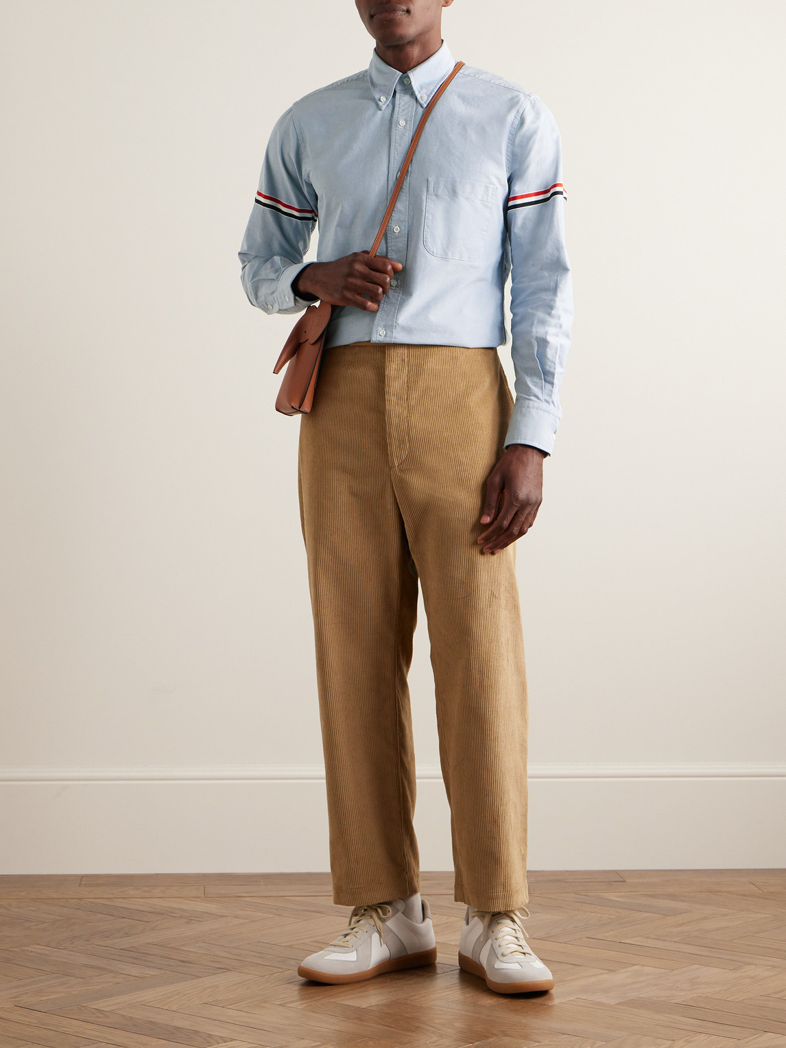 Thom Browne Oxford Striped Grosgrain Armband Classic Shirt In Blue