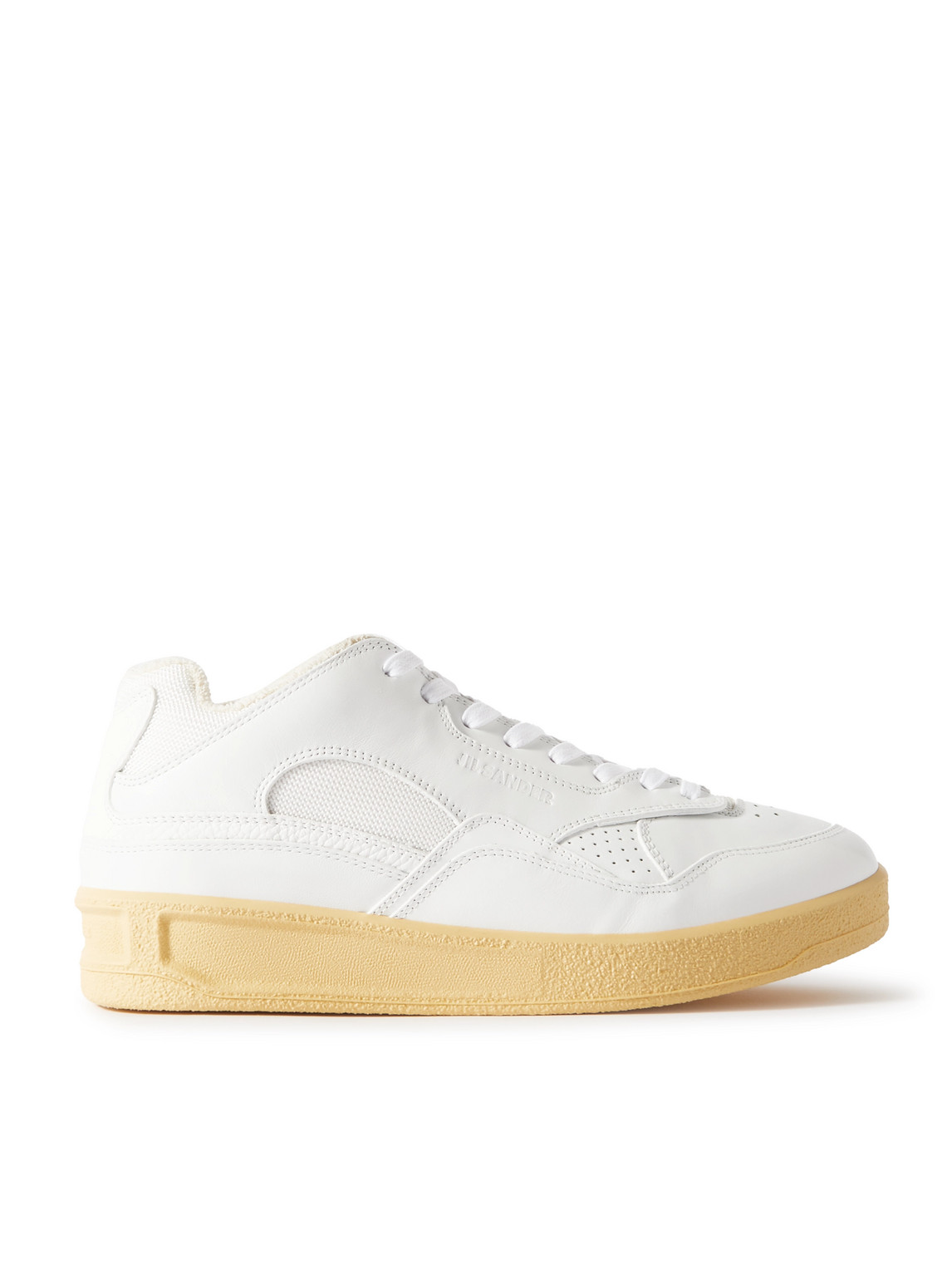Jil Sander Mesh-trimmed Leather Trainers In White
