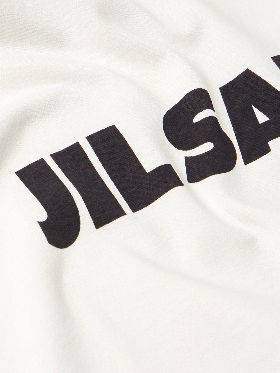 Jil Sander Men White Crewneck Sweatshirt With Contrasting Logo Print At The Front In Cotton Man In White