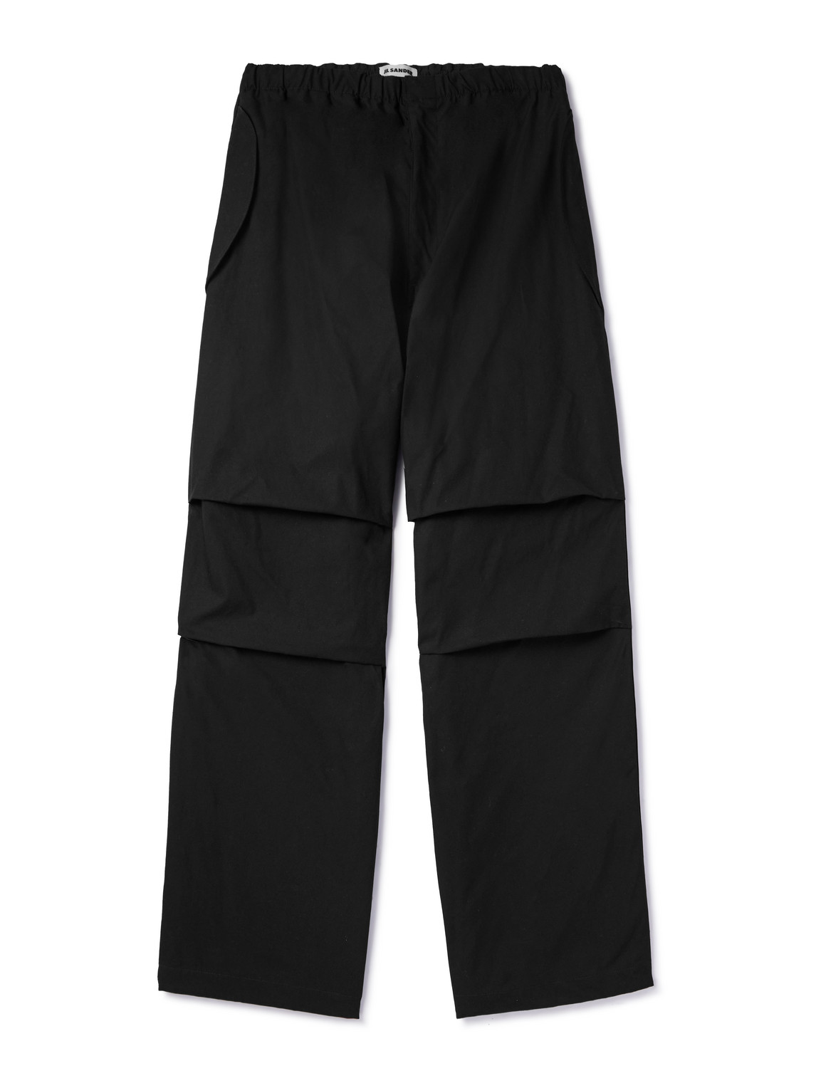 Jil Sander Wide-leg Pleated Cotton Trousers In Black