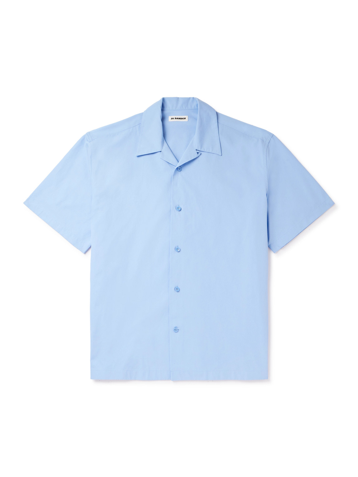 Jil Sander Convertible-collar Cotton-poplin Shirt In Blue