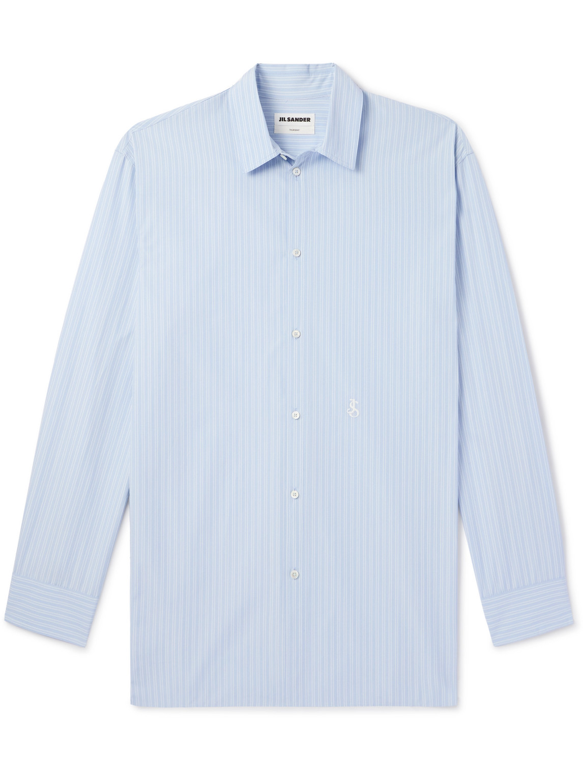 Jil Sander Thursday Logo-embroidered Striped Cotton-poplin Shirt In Blue