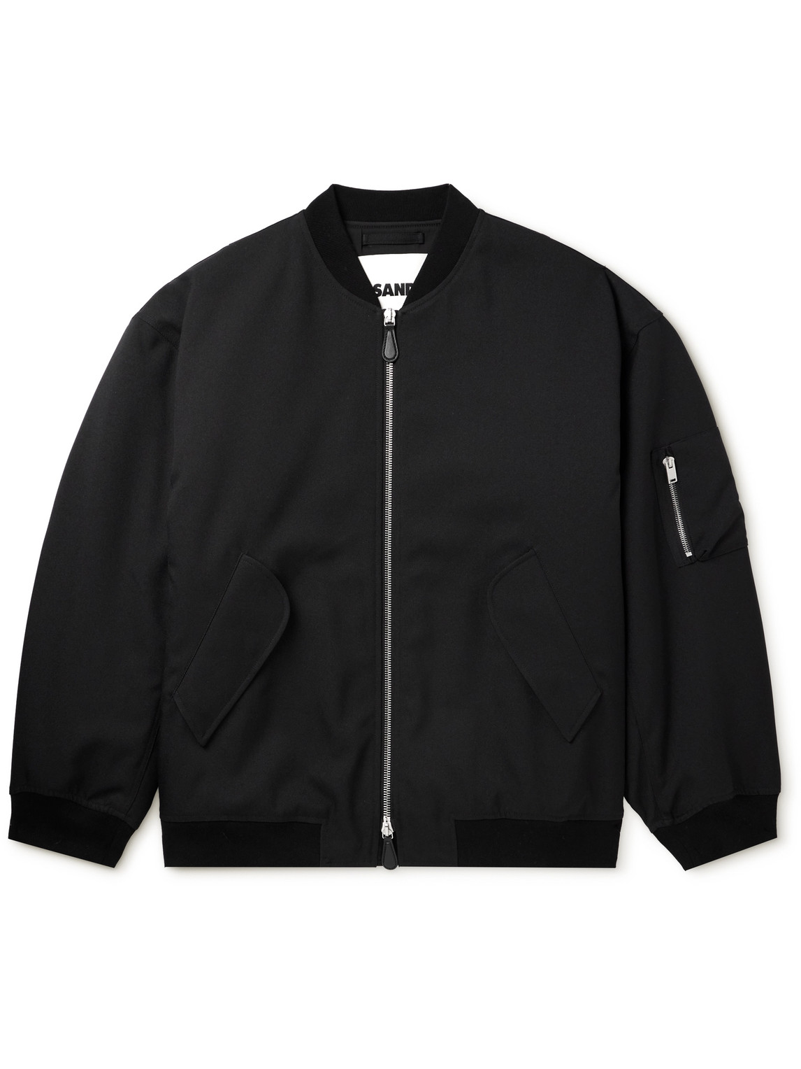 Jil Sander Padded Twill Bomber Jacket In Black