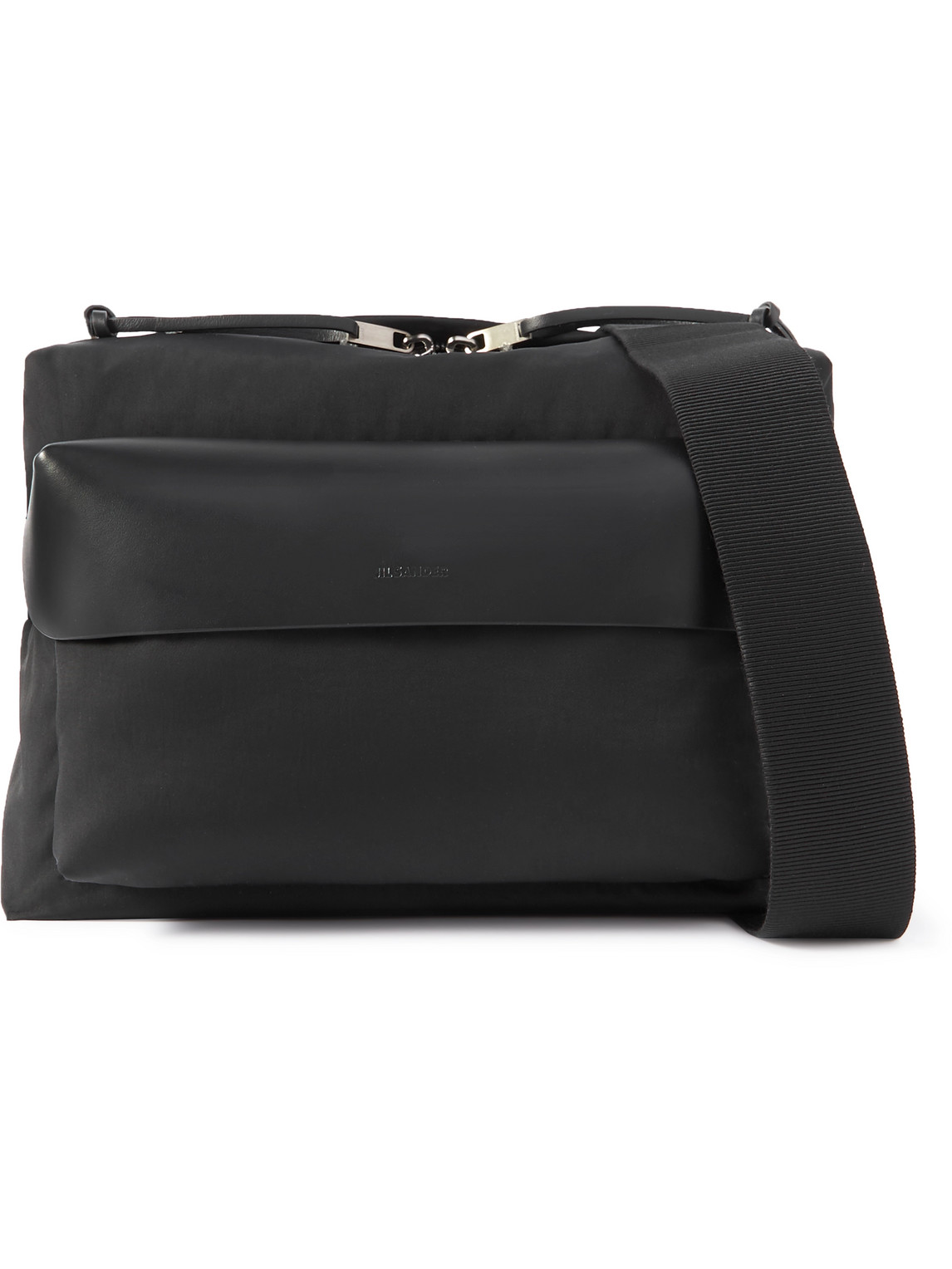 Jil Sander Leather-trimmed Nylon Messenger Bag In Black