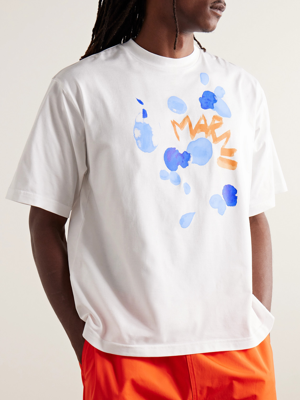 Shop Marni Logo-print Cotton-jersey T-shirt In White