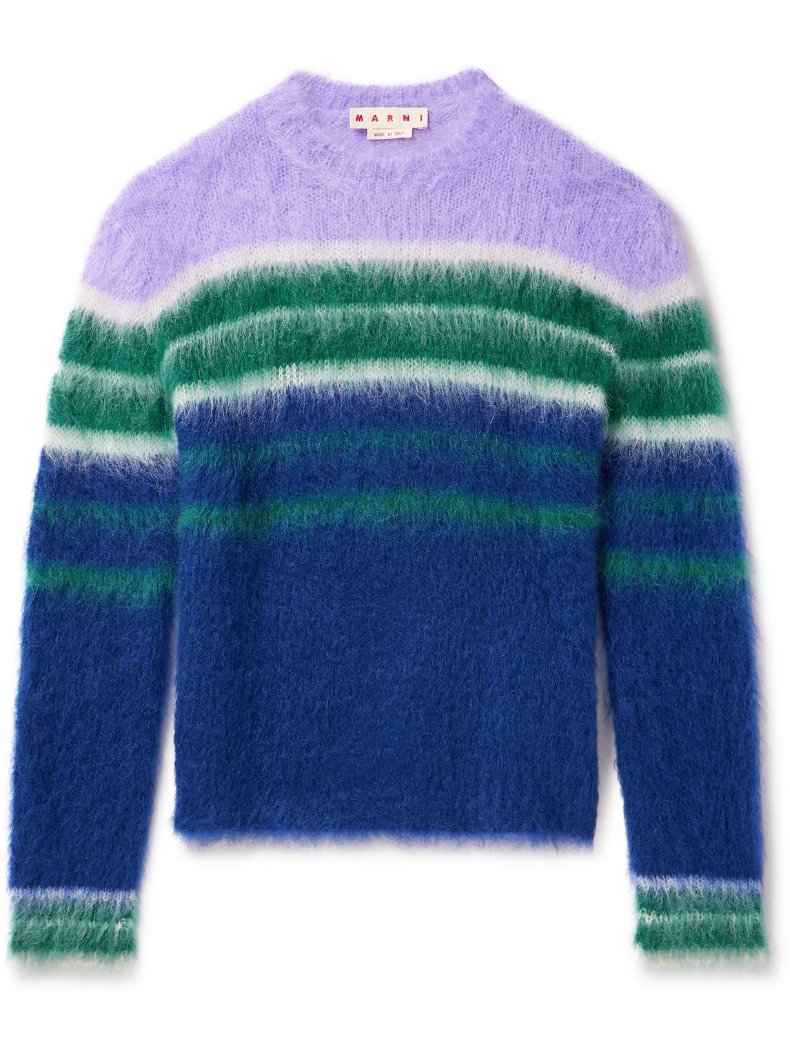 Marni Striped Mohair-blend Sweater In Purple