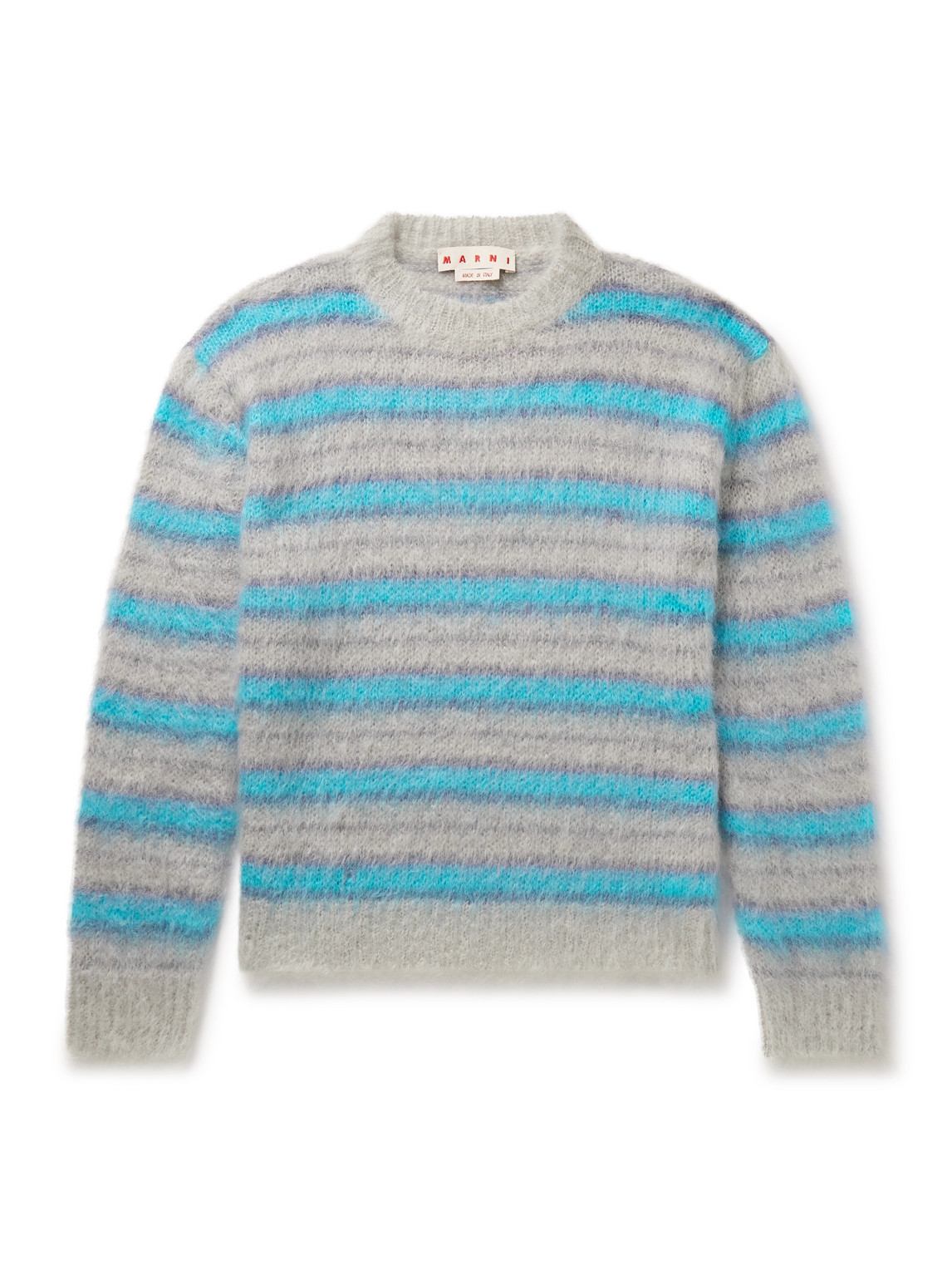 Marni Striped Mohair-blend Sweater In Blue