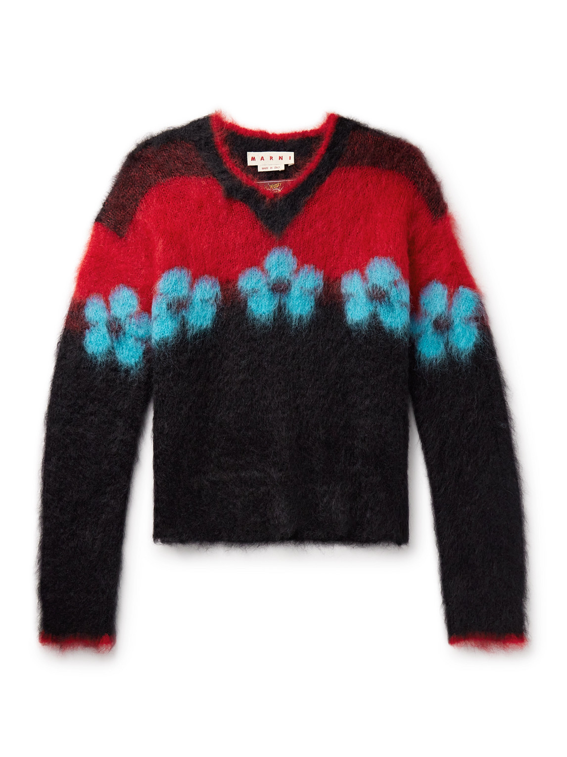 Intarsia Brushed Mohair-Blend Sweater
