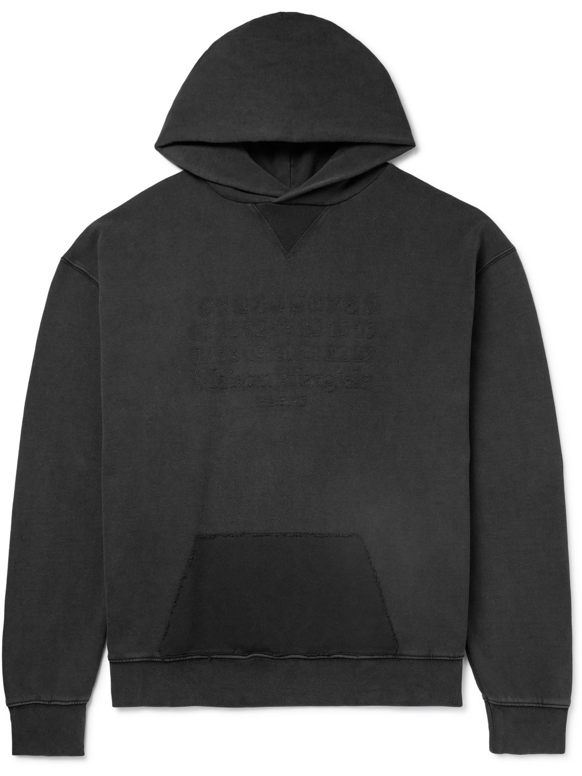 Maison Margiela Oversized Logo-embroidered Garment-dyed Cotton-jersey Hoodie In Black