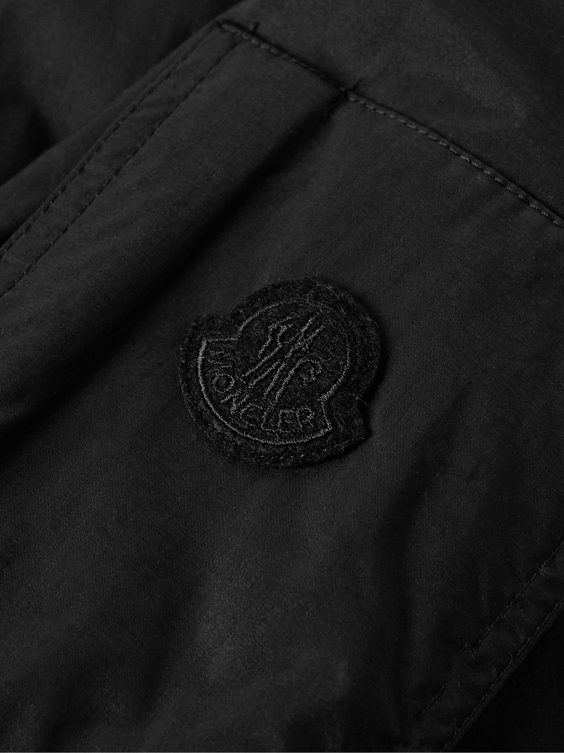 Shop Moncler Logo-appliquéd Shell Down Bomber Jacket In Black