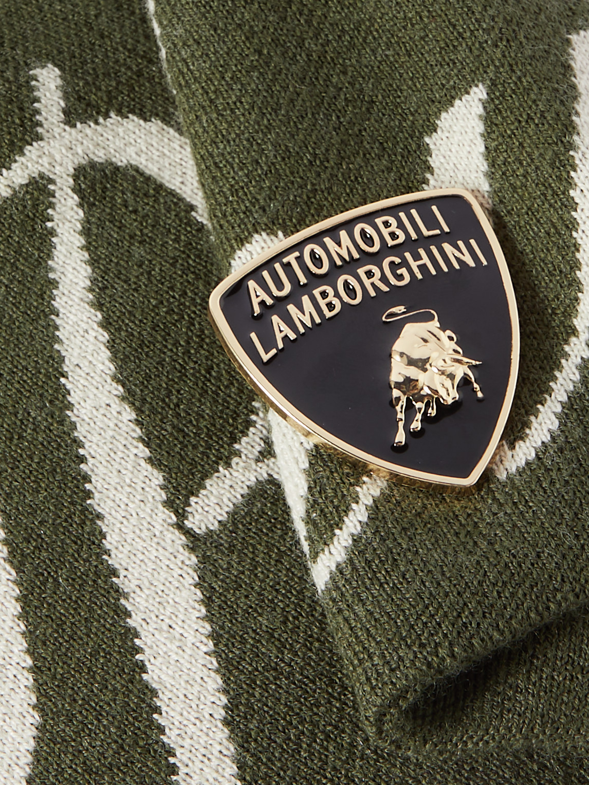 Shop Rhude Lamborghini Appliquéd Logo-intarsia Merino Wool-blend Beanie In Green